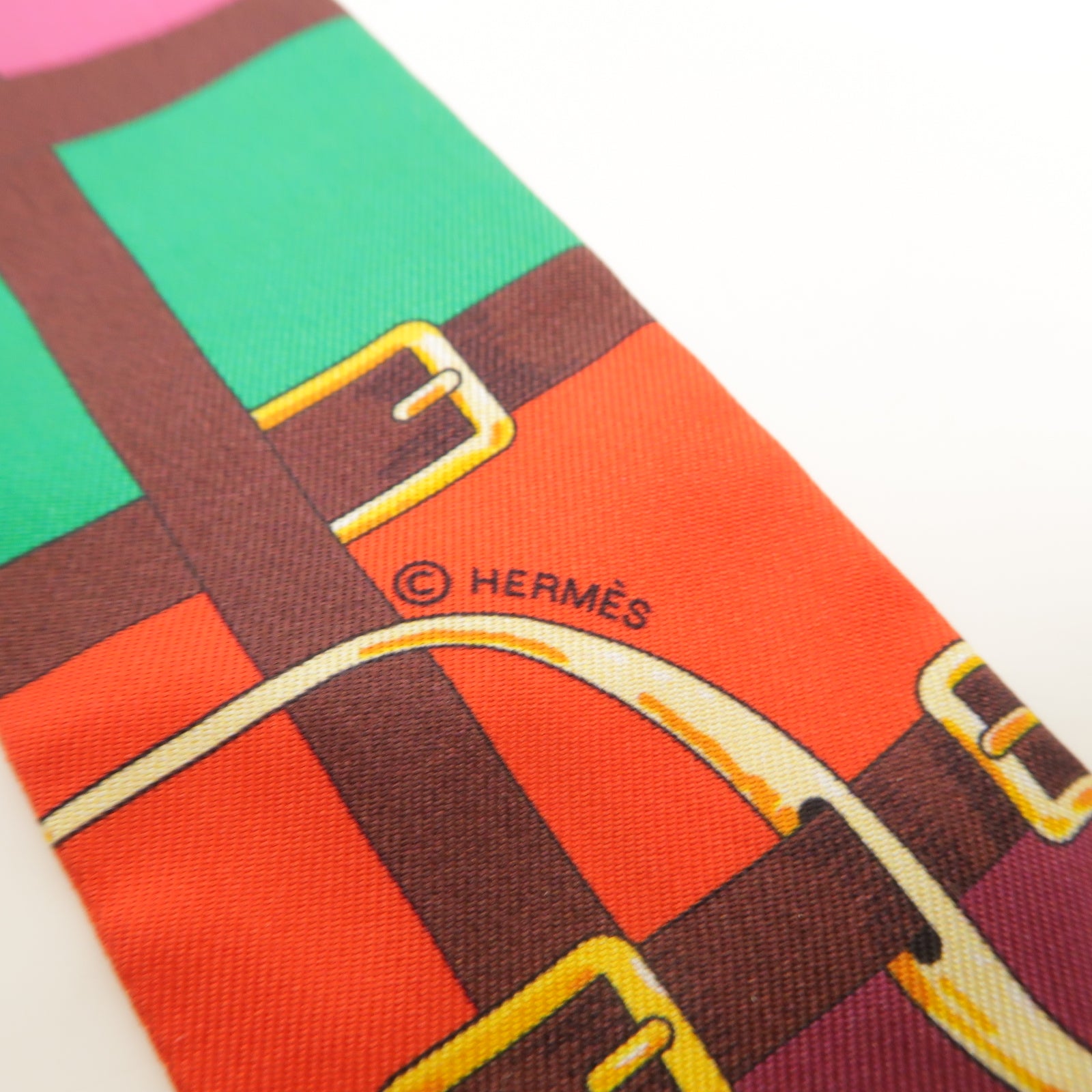 HERMES 絲質Twilly Scarf圍巾紫色/綠色/橙色