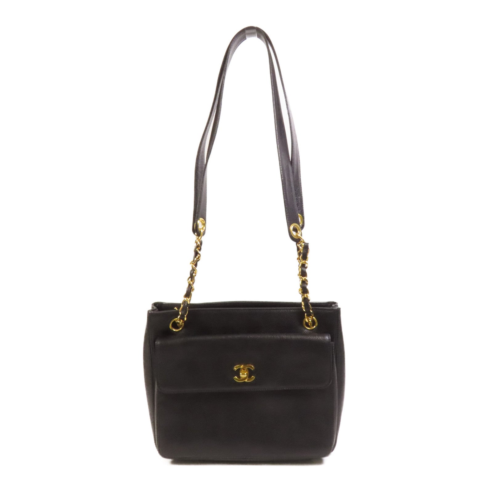 CHANEL 牛皮皮革Vintage Tote Bag金扣肩背袋