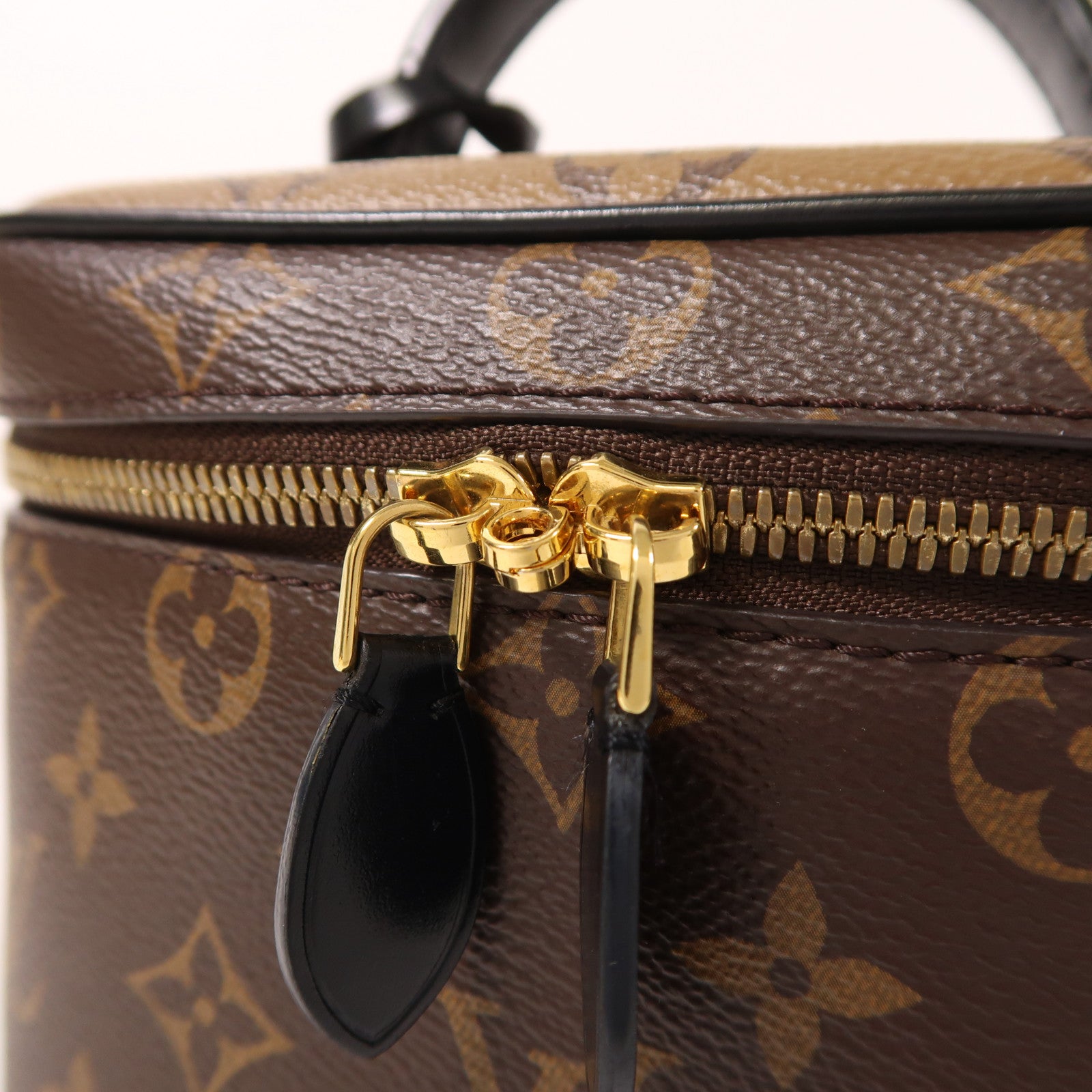 LOUIS VUITTON Monogram Reverse Vanity PM金扣手挽肩背兩用袋棕色