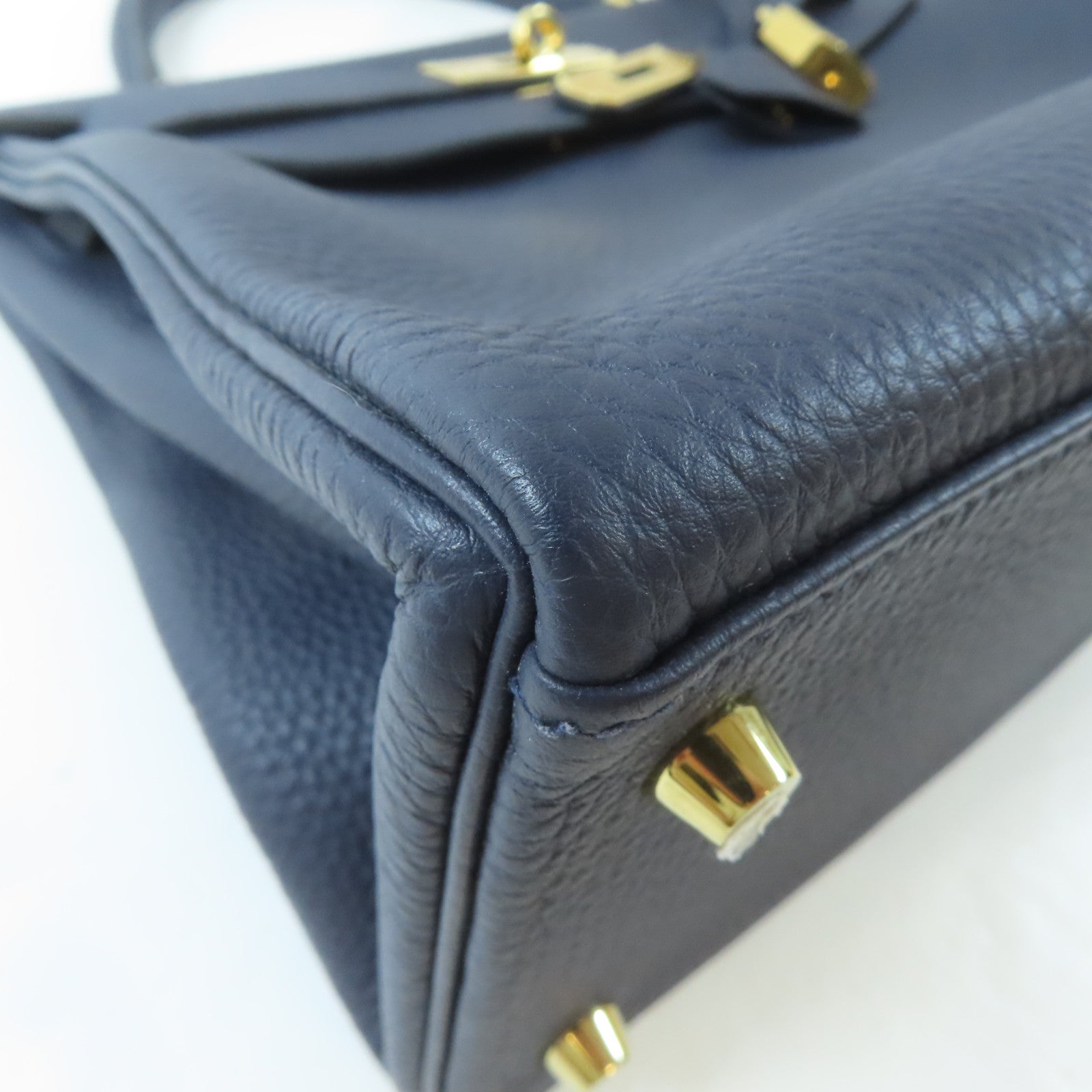 HERMES Togo皮革Kelly 28金扣手挽肩背兩用袋深藍色