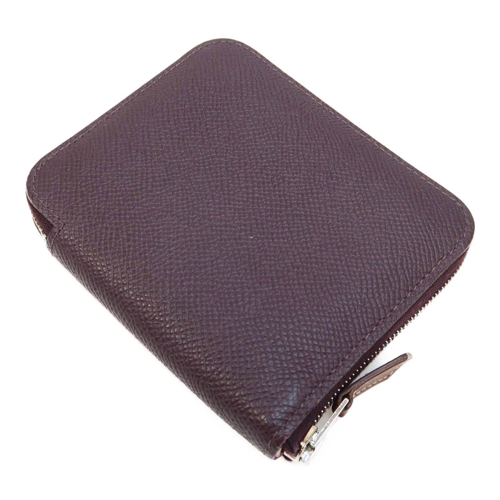 HERMES Epsom皮革Silk-In Compact Zipper Wallet銀扣錢包Cassis/暗紫色