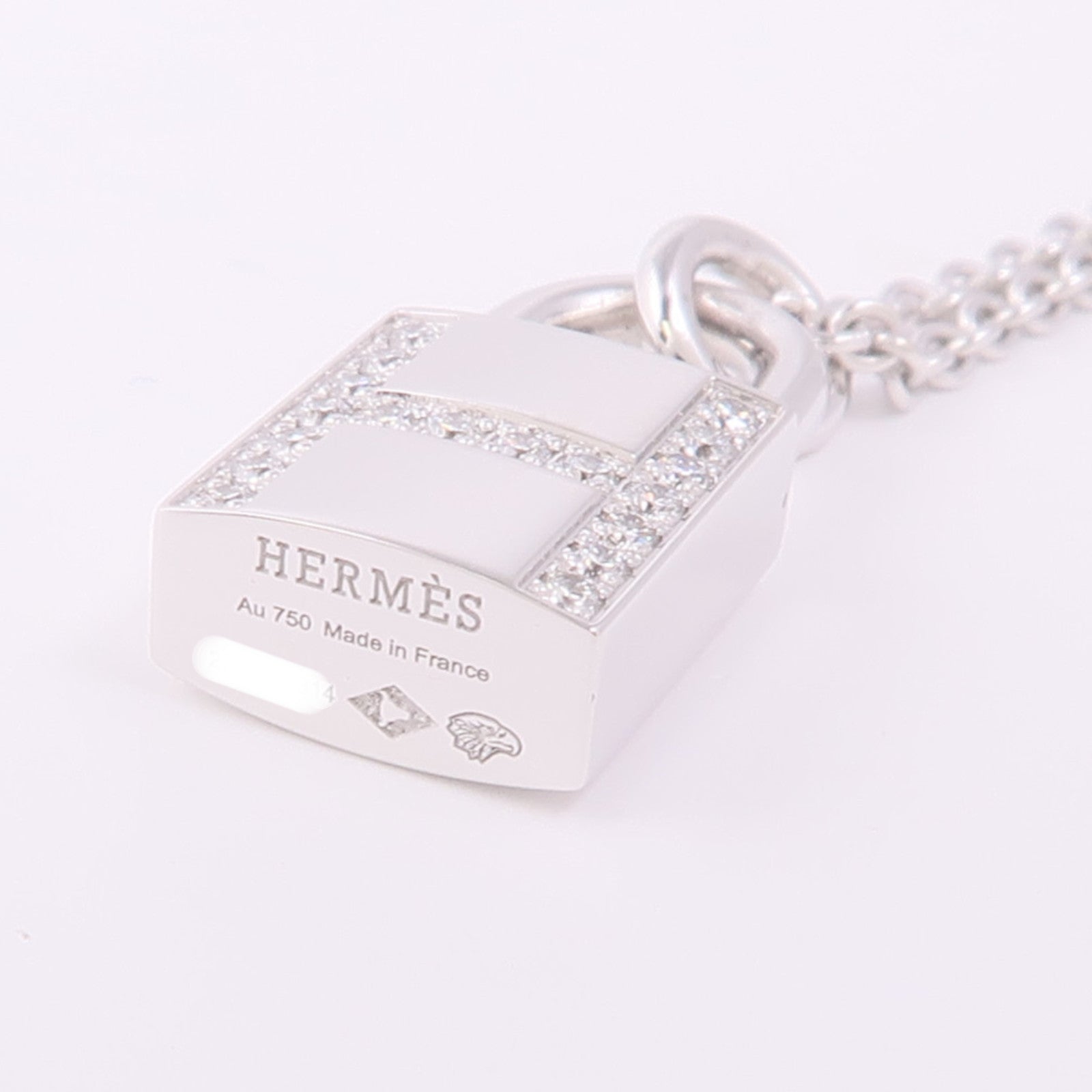 HERMES Kelly Cadenas Necklace H121333B 00 Diamond 18K White Gold