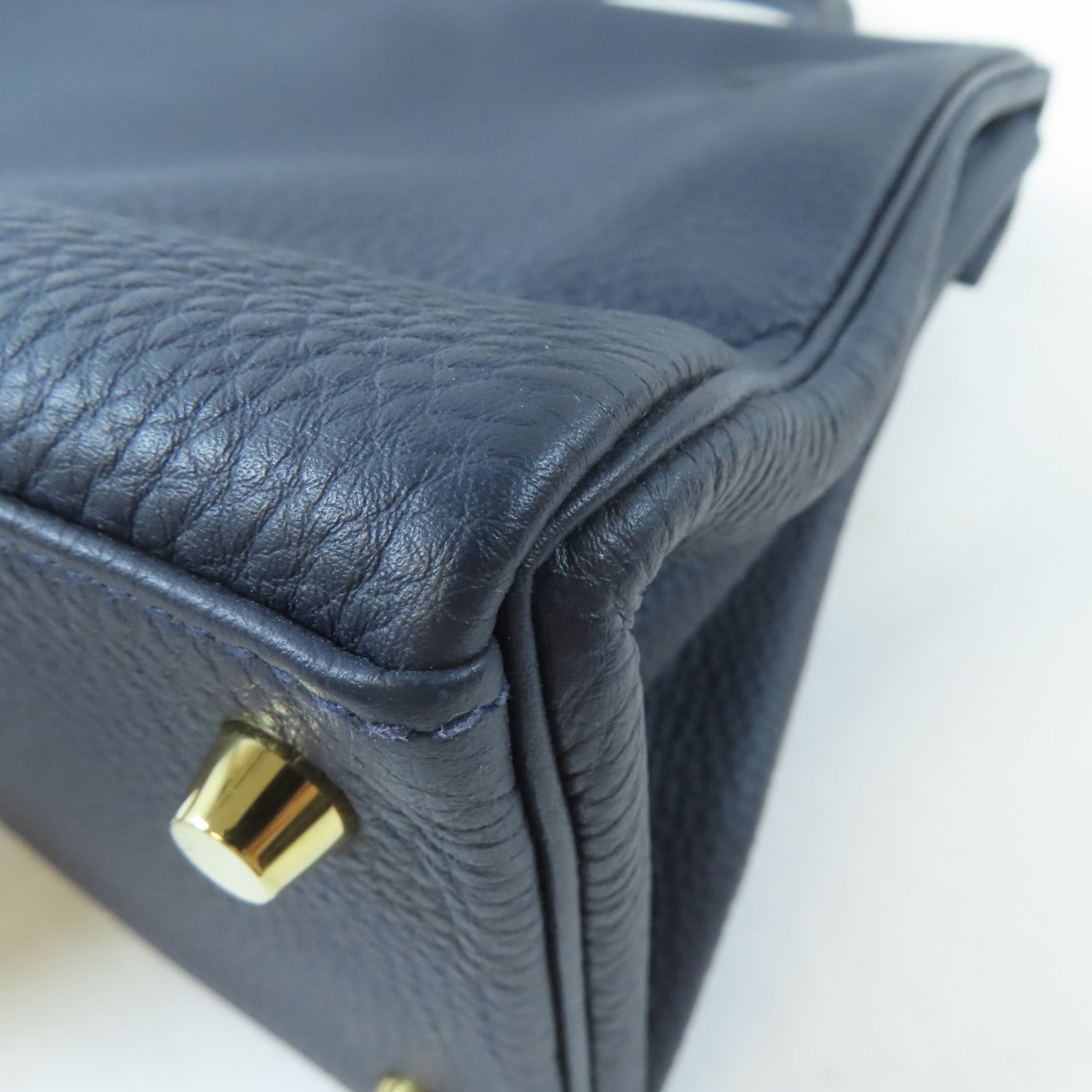 HERMES Togo皮革Kelly 28金扣手挽肩背兩用袋深藍色