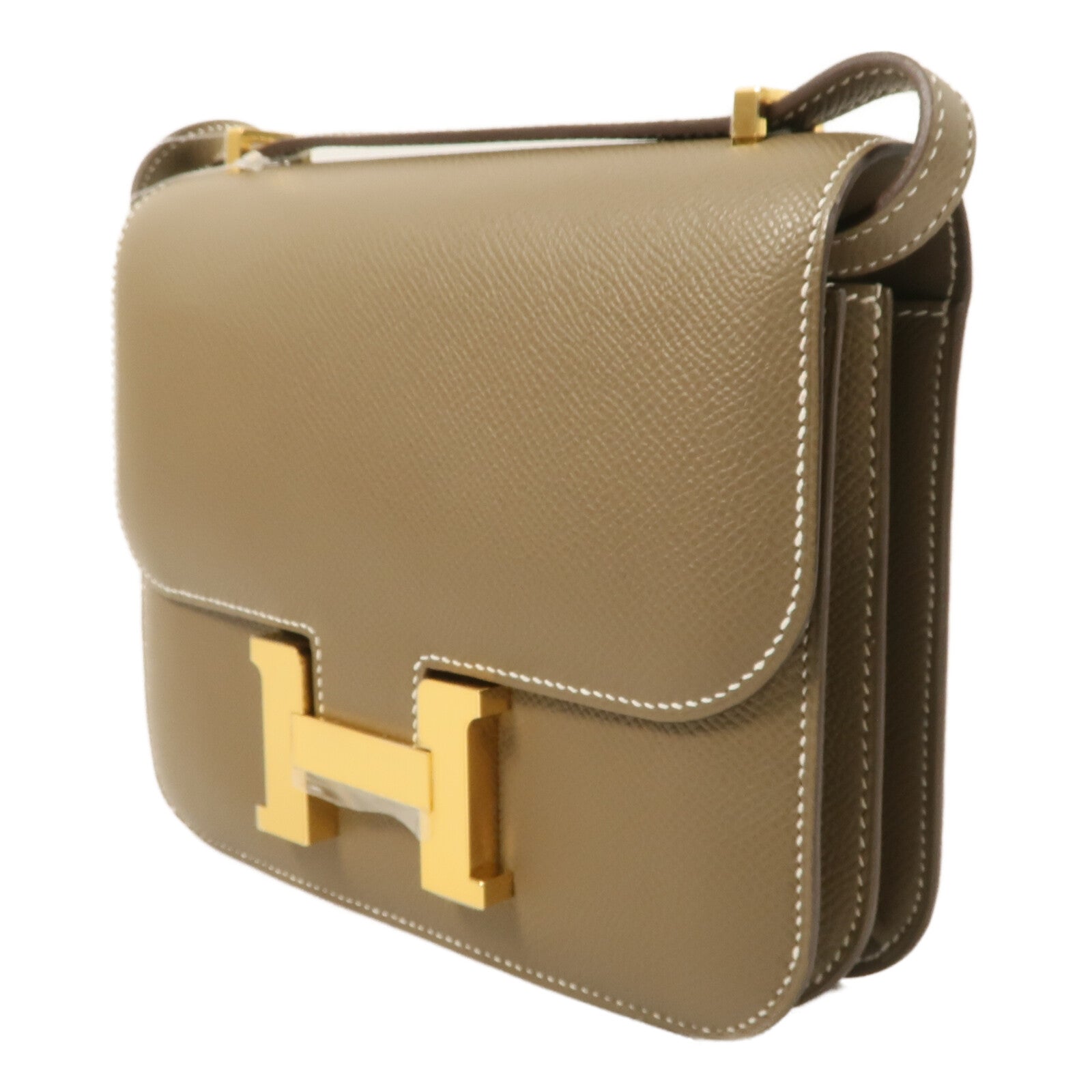 HERMES Epsom皮革Constance Mini肩背袋Etoupe