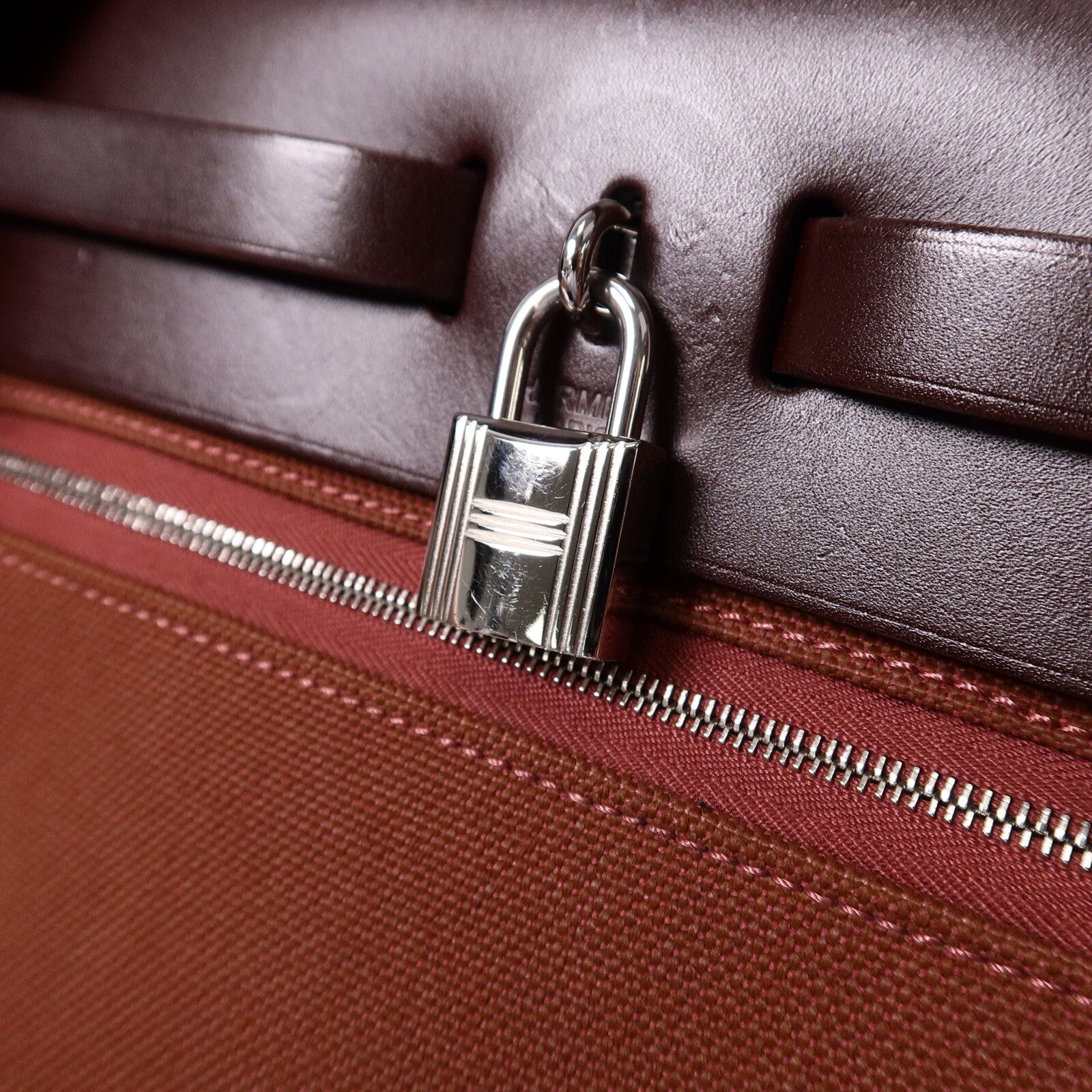HERMES 帆布Herbag 31手挽肩背兩用袋Rouge Sellier