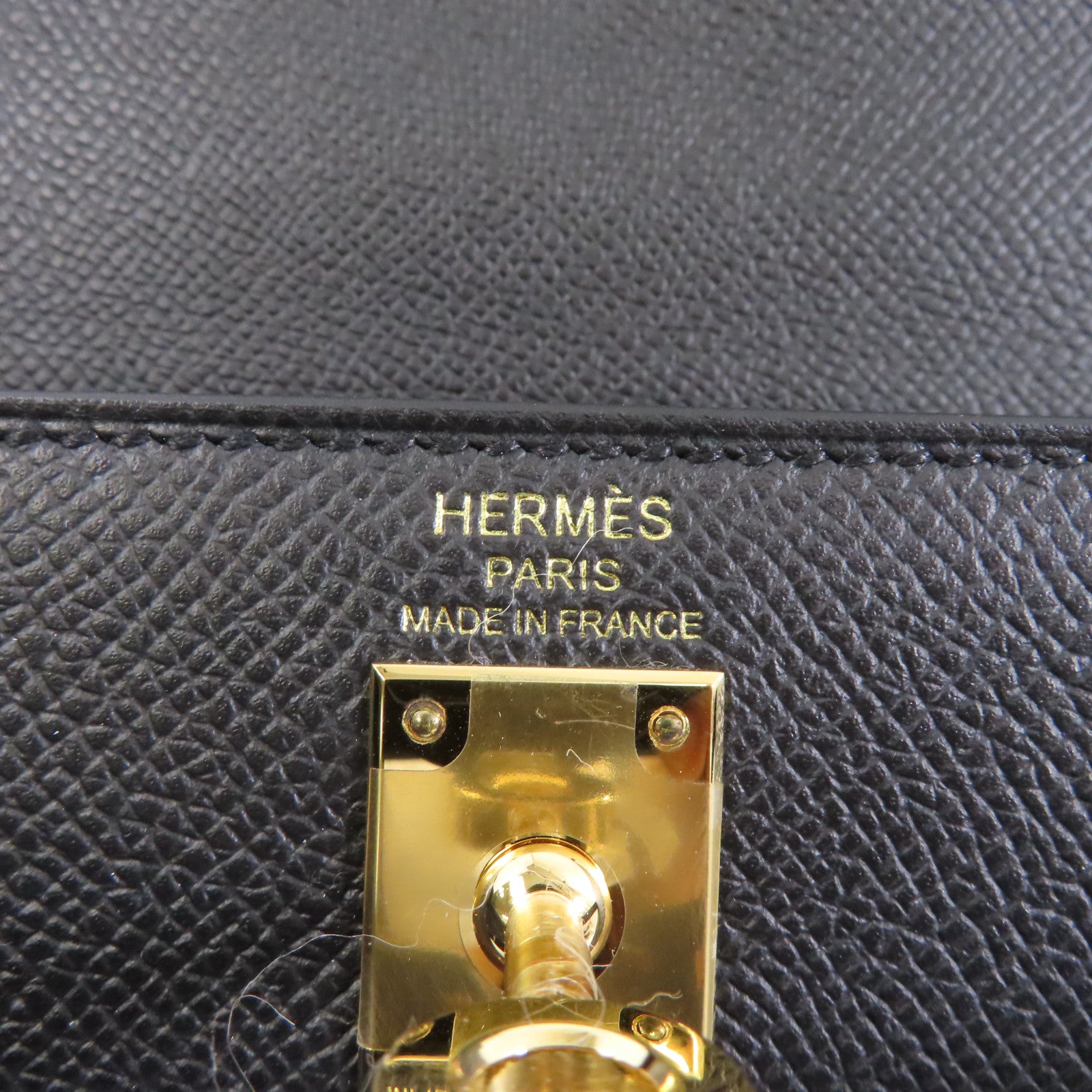 HERMES Epsom皮革Kelly 25金扣手挽肩背兩用袋Noir黑色