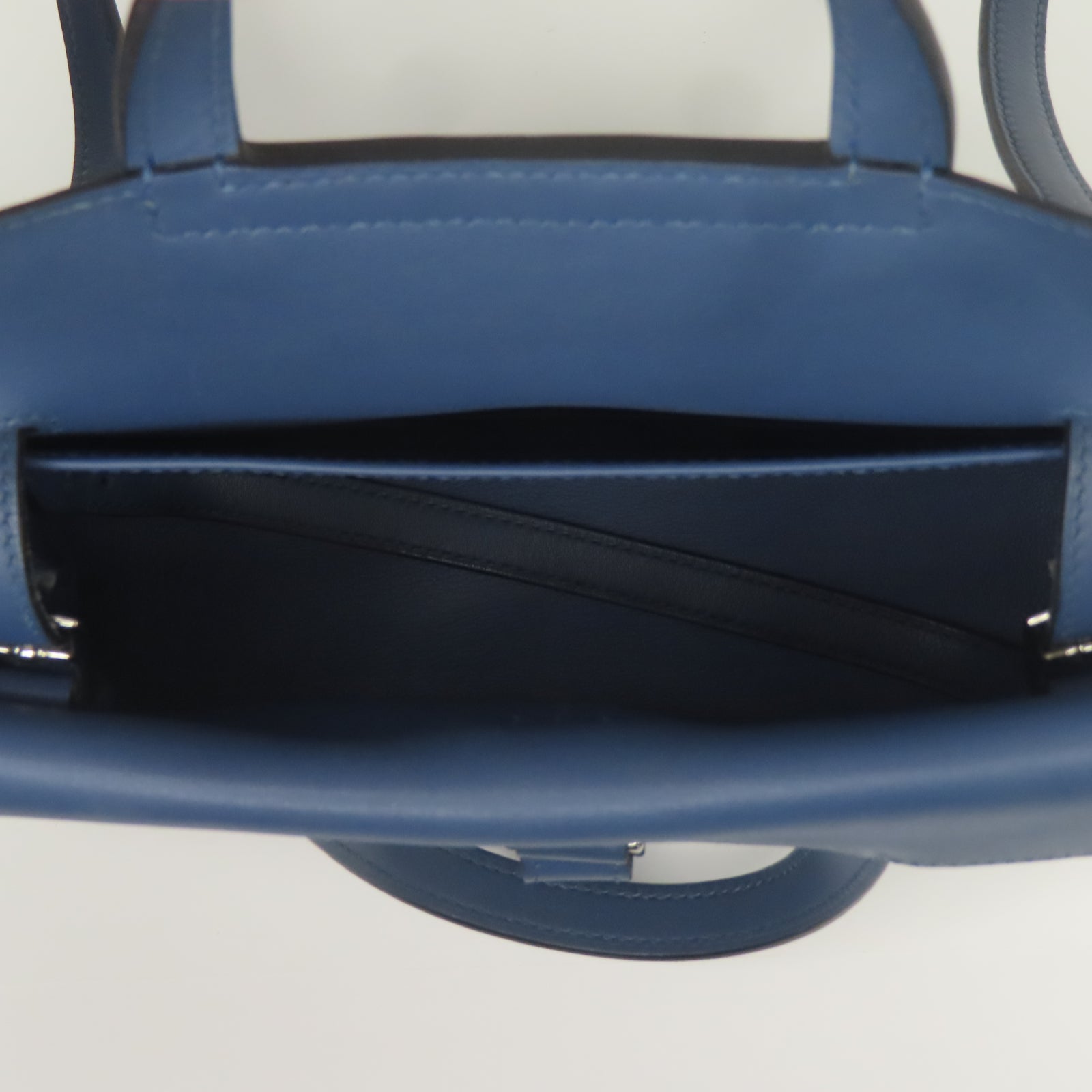 HERMES Swift皮革Mini Halzan Shoulder Bag銀扣肩背袋藍色