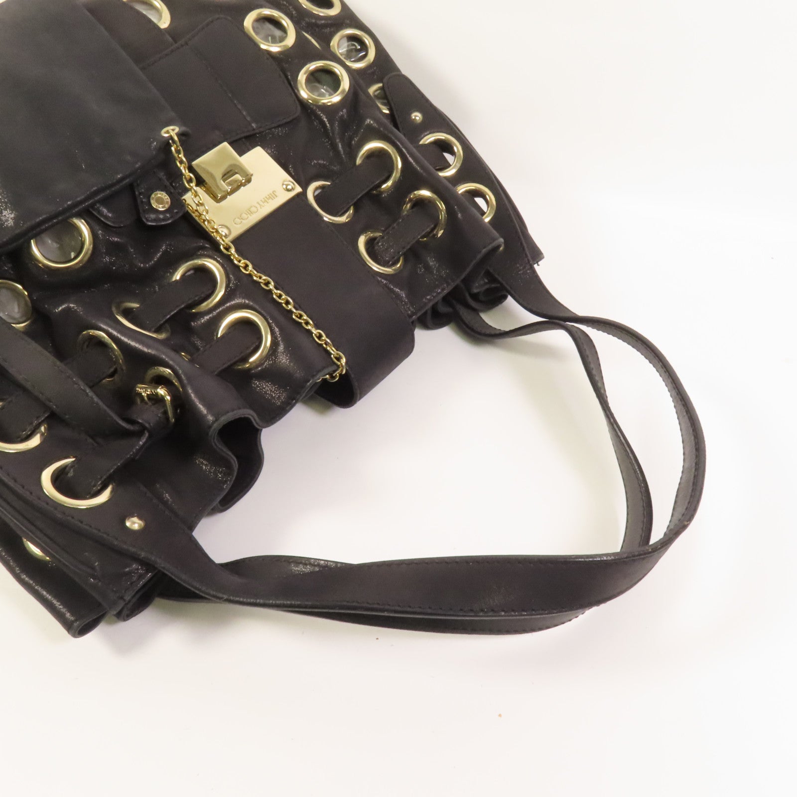JIMMY CHOO 皮革Ramona Bag金扣肩背袋