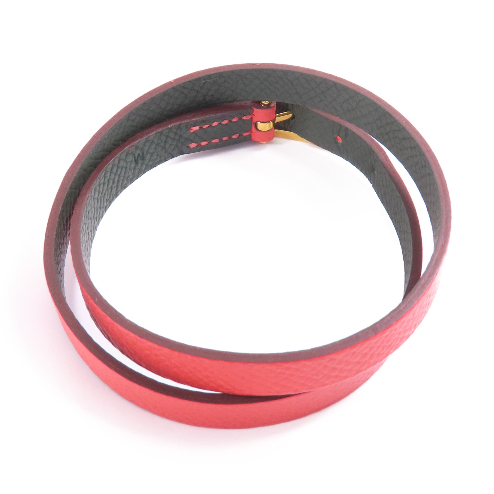 HERMES Epsom皮革Behapi Double Tour金扣手帶Rouge Casaque