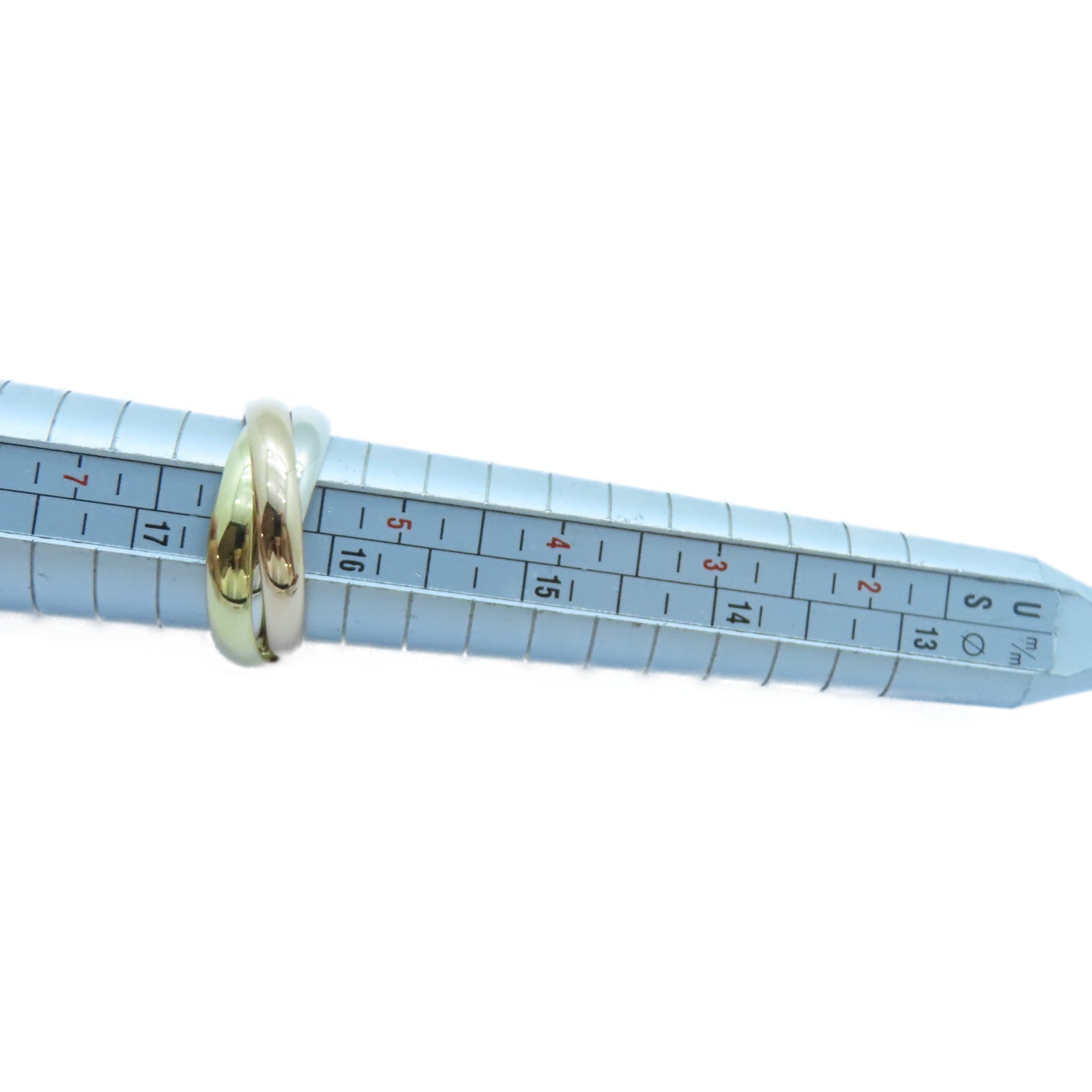 CARTIER 18K黃金/白金/玫瑰金Trinity戒指Cartier#51/US#6