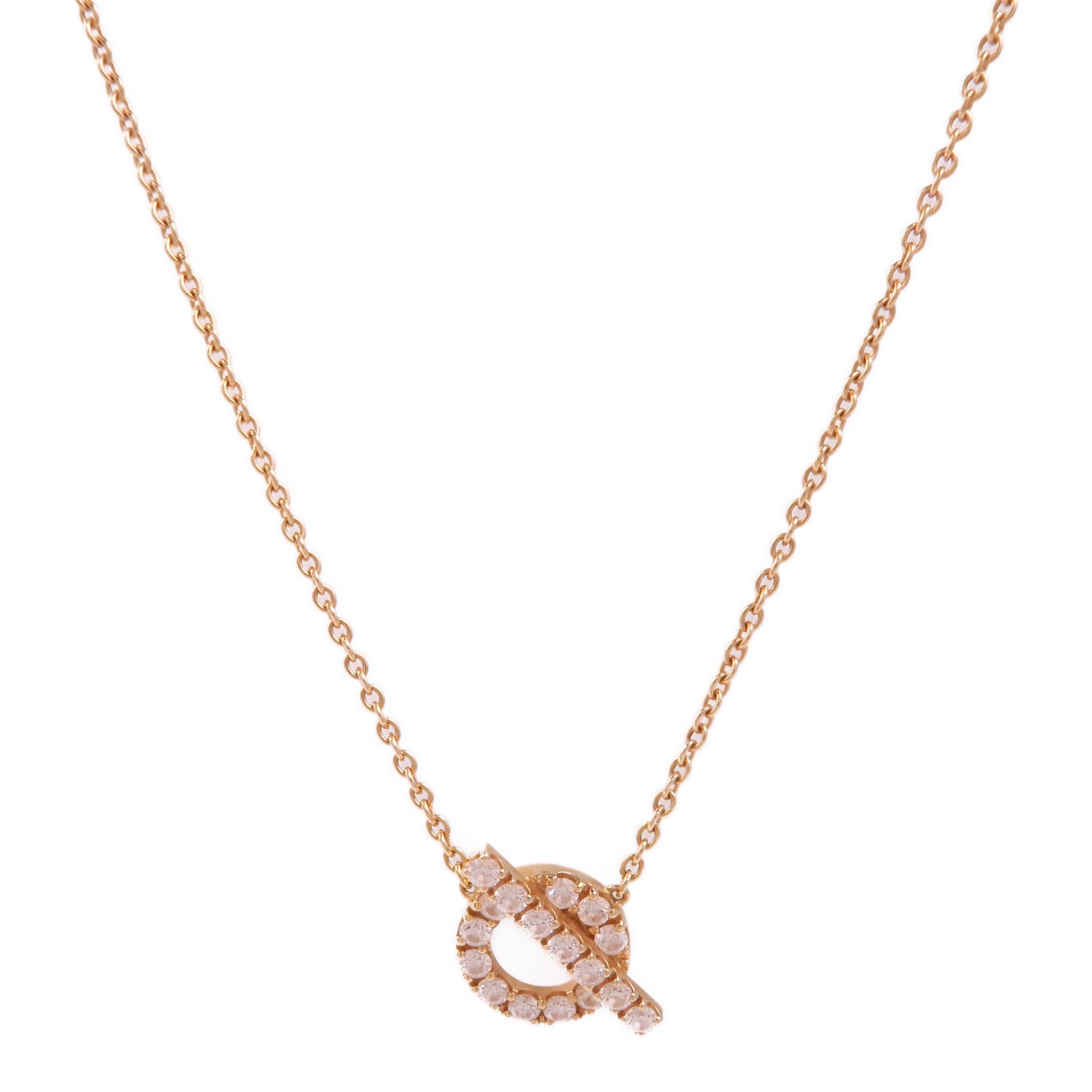 HERMES 18K玫瑰金Finesse Pendant鑽石項鍊