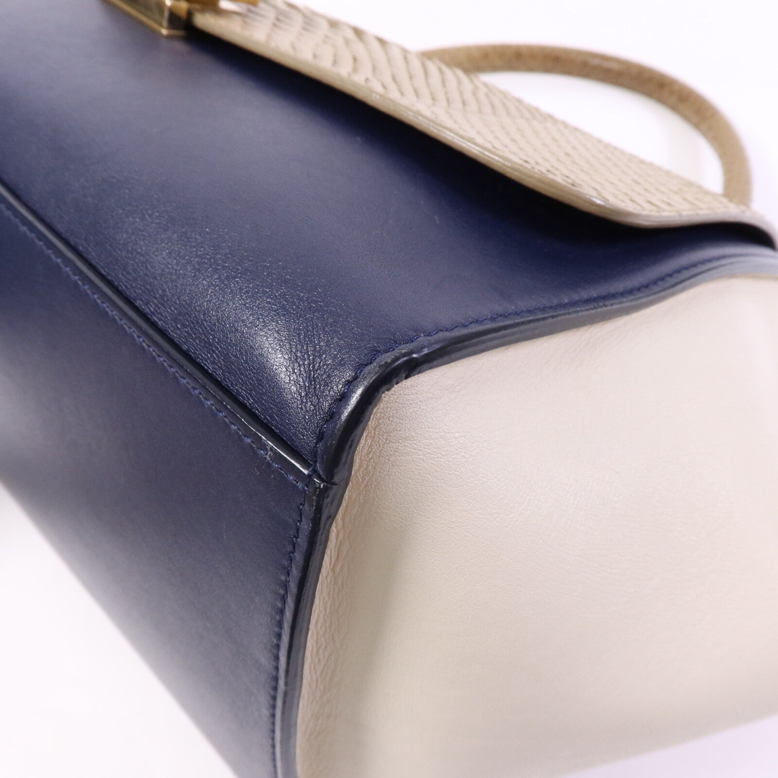 CELINE 牛皮/蛇皮皮革Trapeze金扣手挽肩背兩用袋