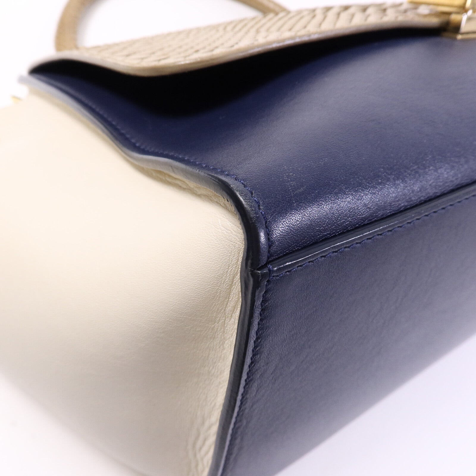CELINE 牛皮/蛇皮皮革Trapeze金扣手挽肩背兩用袋