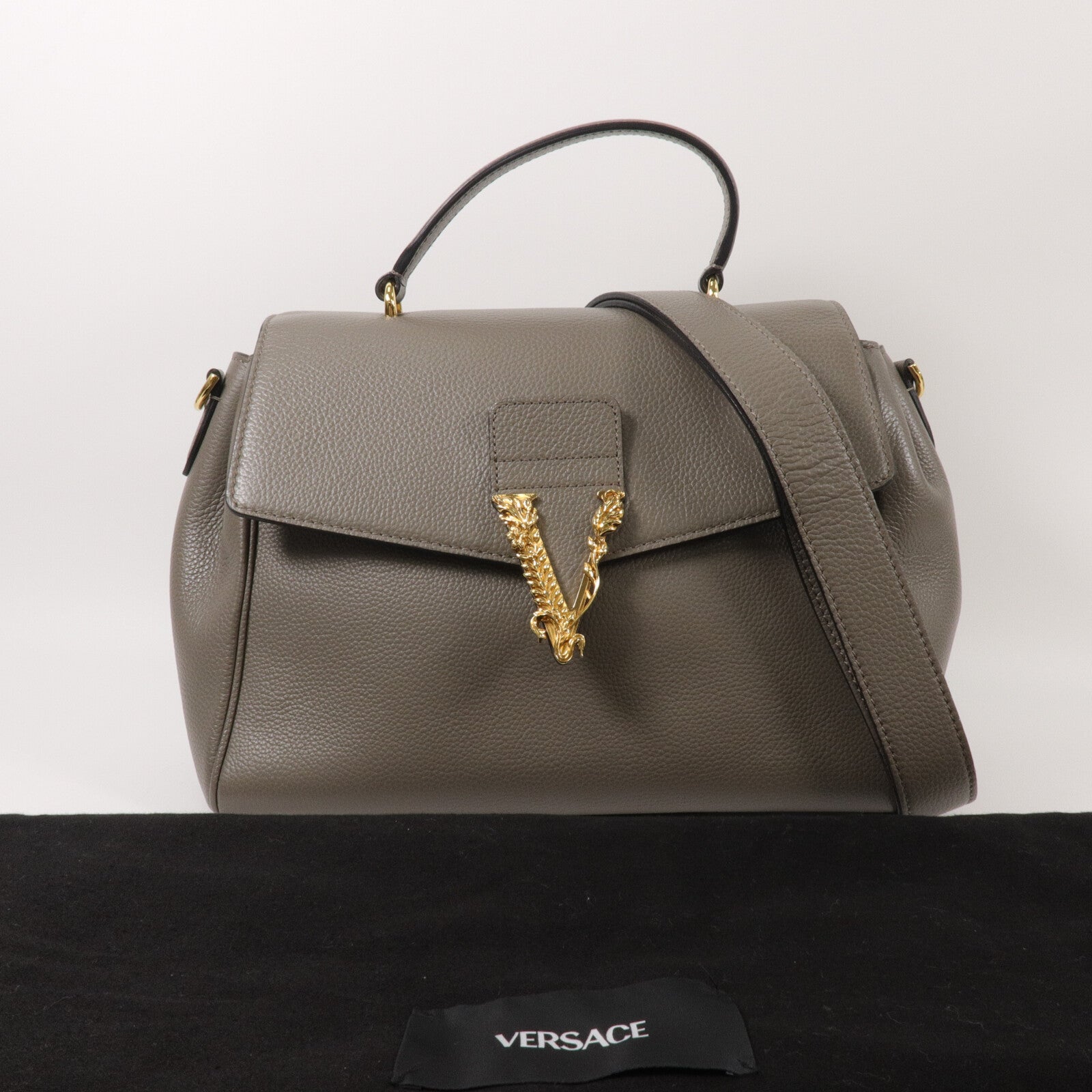 VERSACE 牛皮皮革Virtus手挽肩背兩用袋