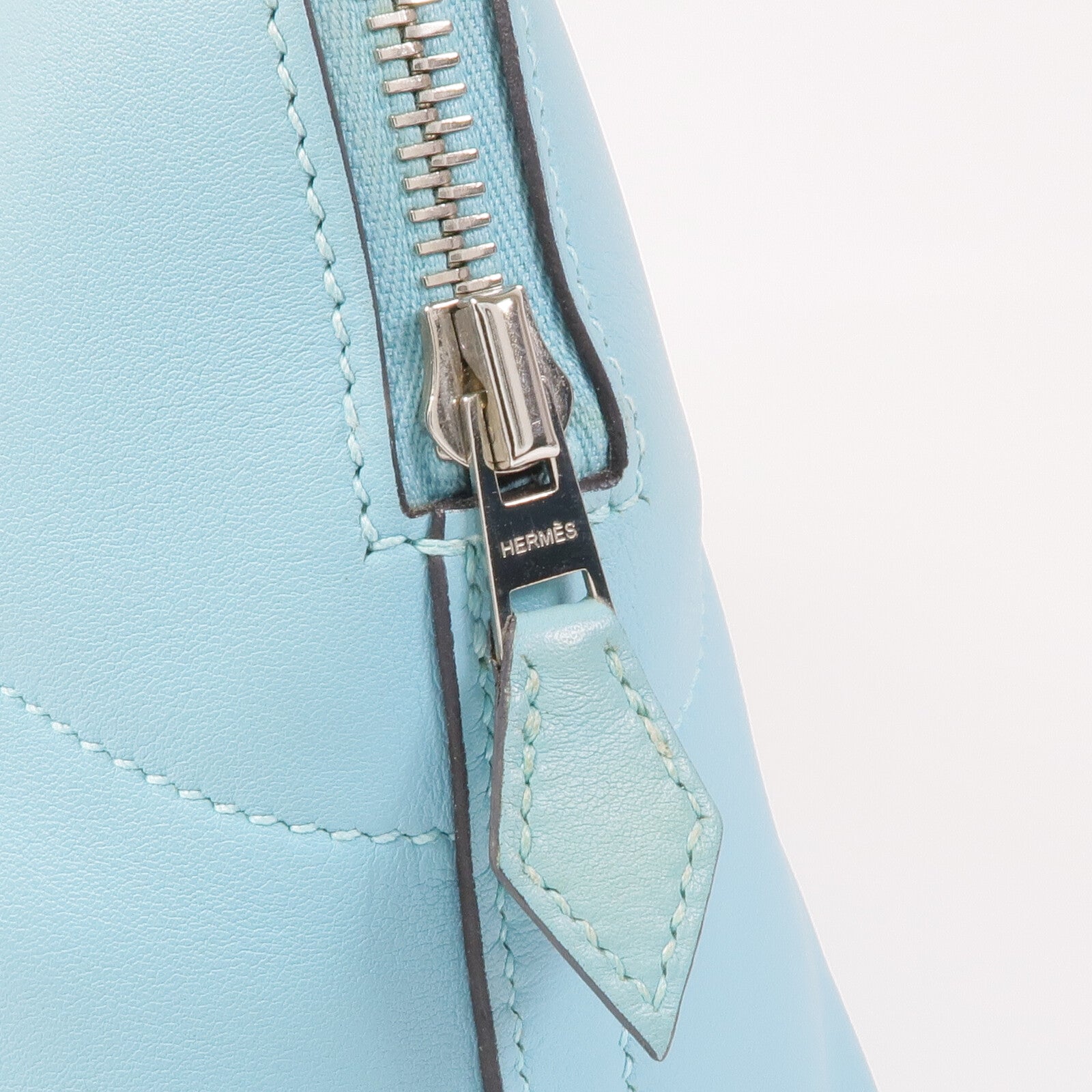 HERMES Swift皮革Bolide 27銀扣手挽肩背兩用袋Bleu Atoll