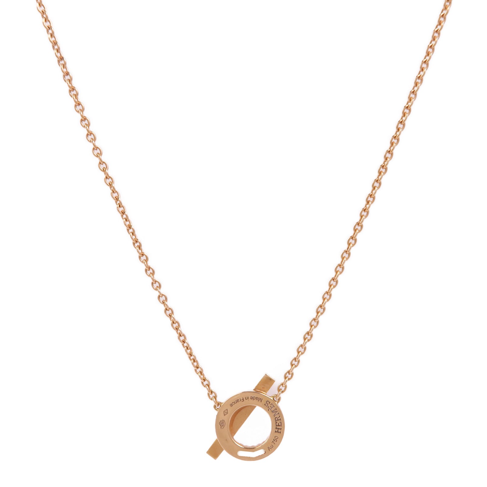 HERMES 18K玫瑰金Finesse Pendant鑽石項鍊