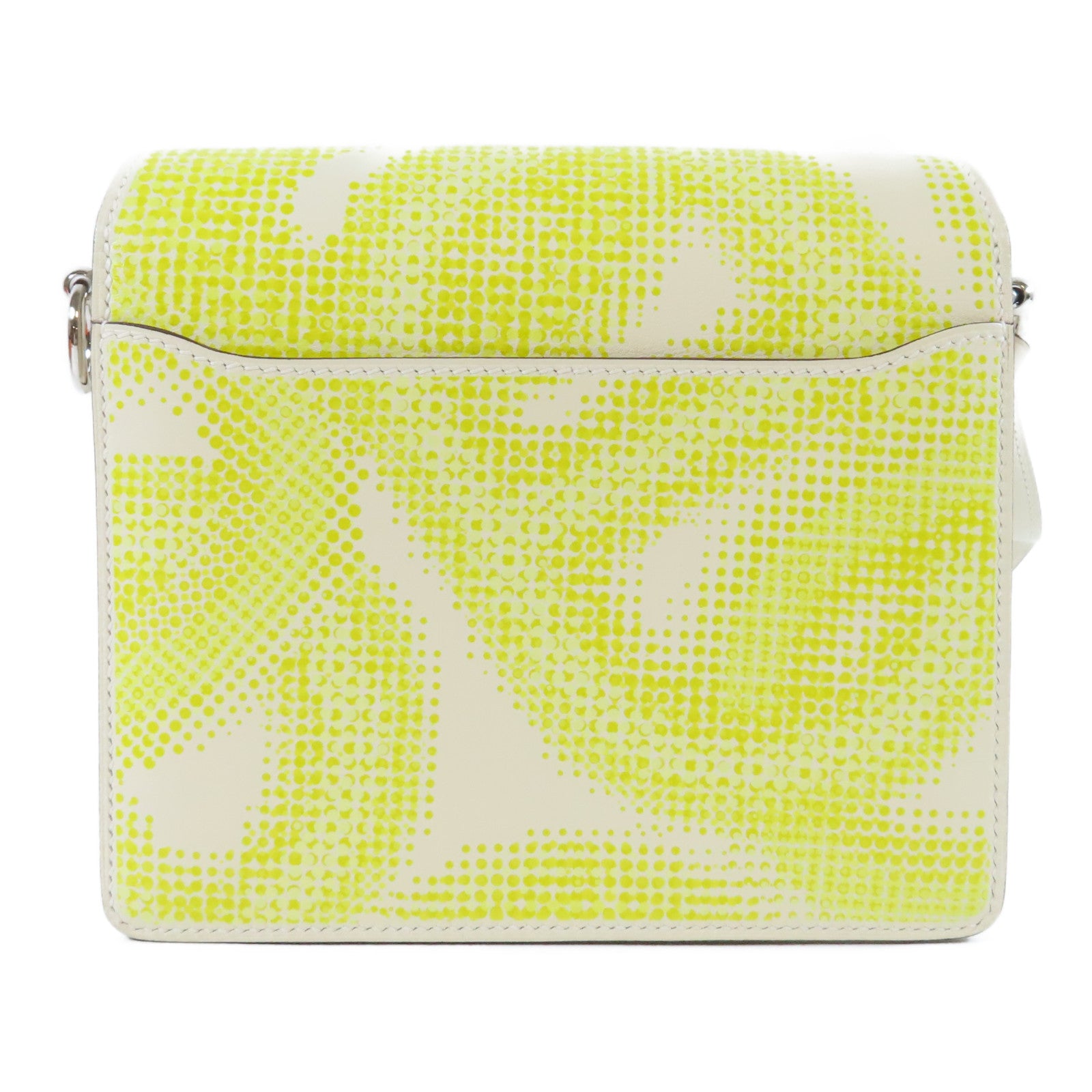 HERMES 【激減優惠】Swift皮革Mini Roulis Circuit銀扣肩背袋Nata奶油白色/Lime萊姆色