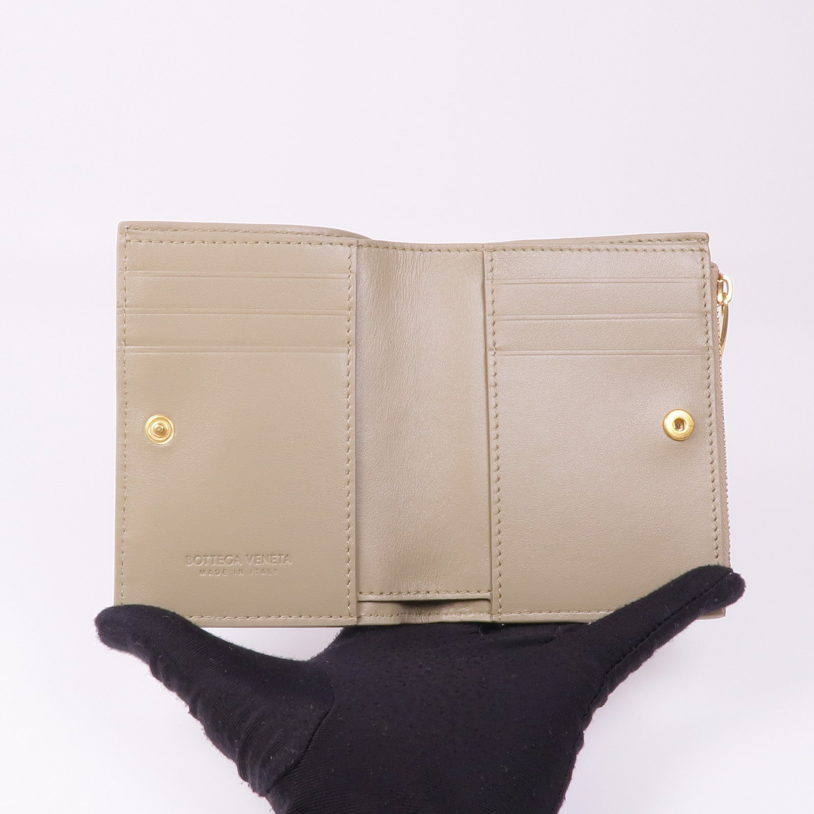 BOTTEGA VENETA 織紋皮革Bi-Fold Wallet金扣錢包