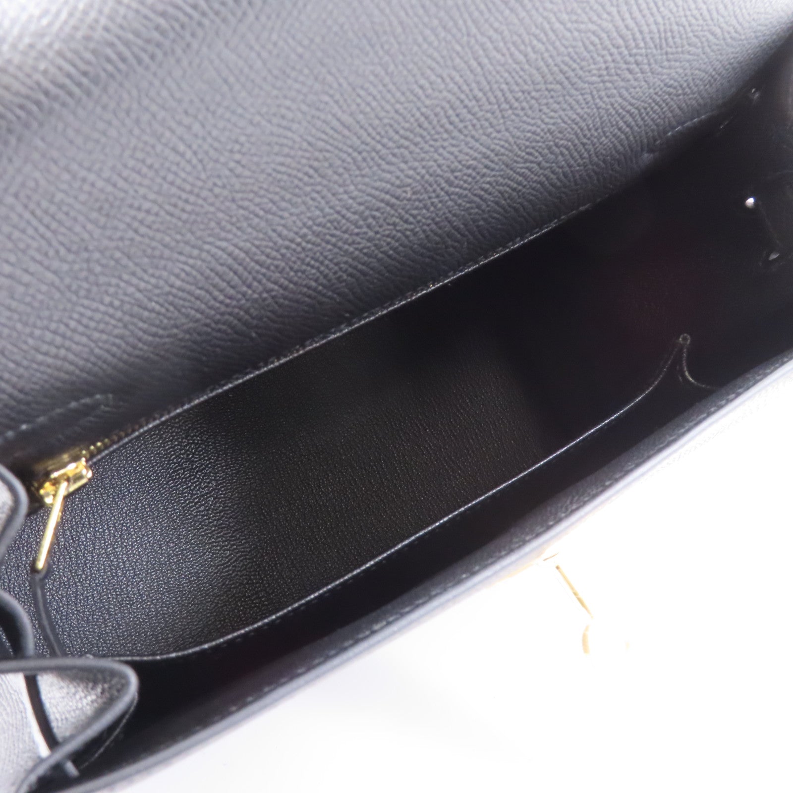HERMES Epsom皮革Kelly 25金扣手挽肩背兩用袋Noir黑色
