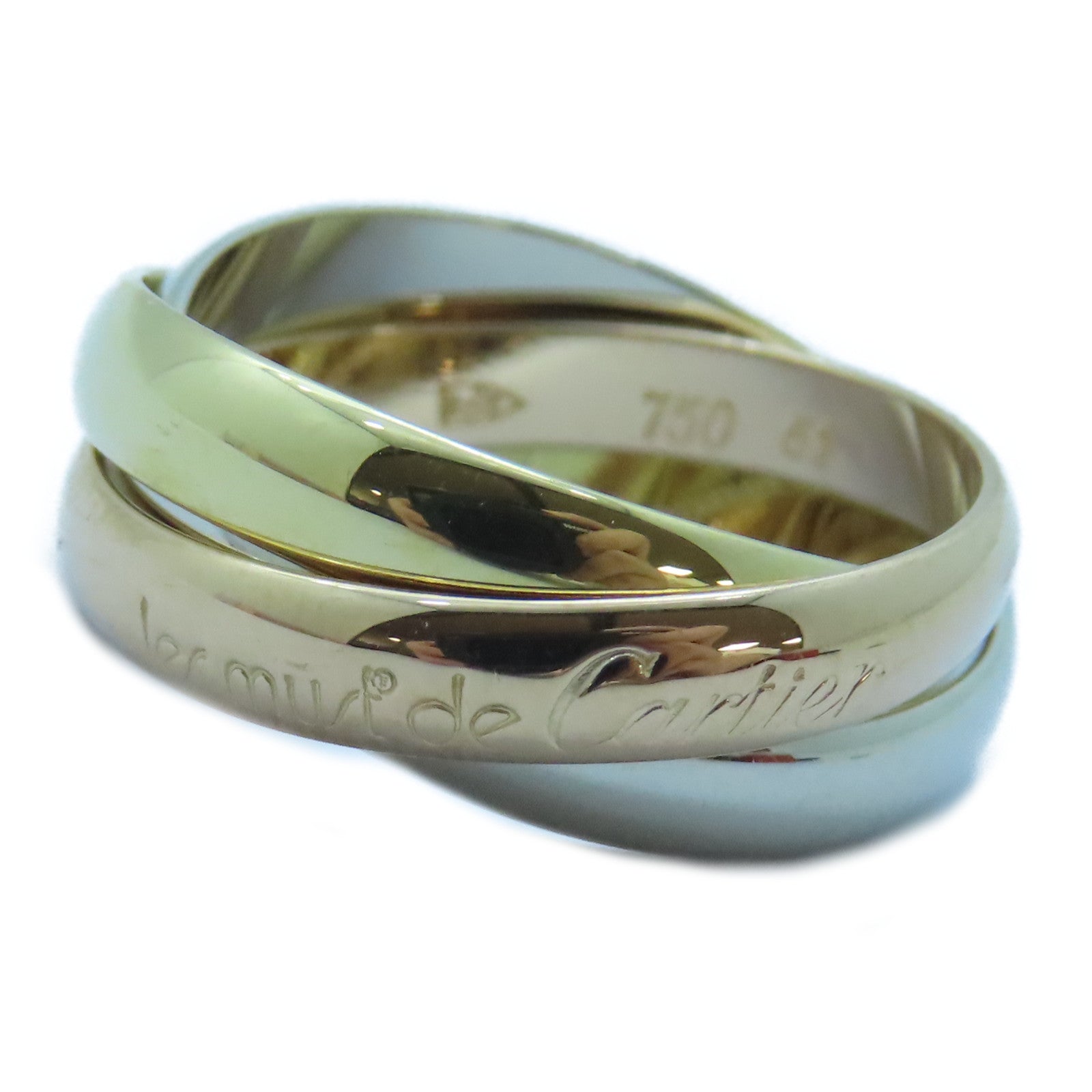 CARTIER 18K黃金/白金/玫瑰金Trinity戒指Cartier#51/US#6