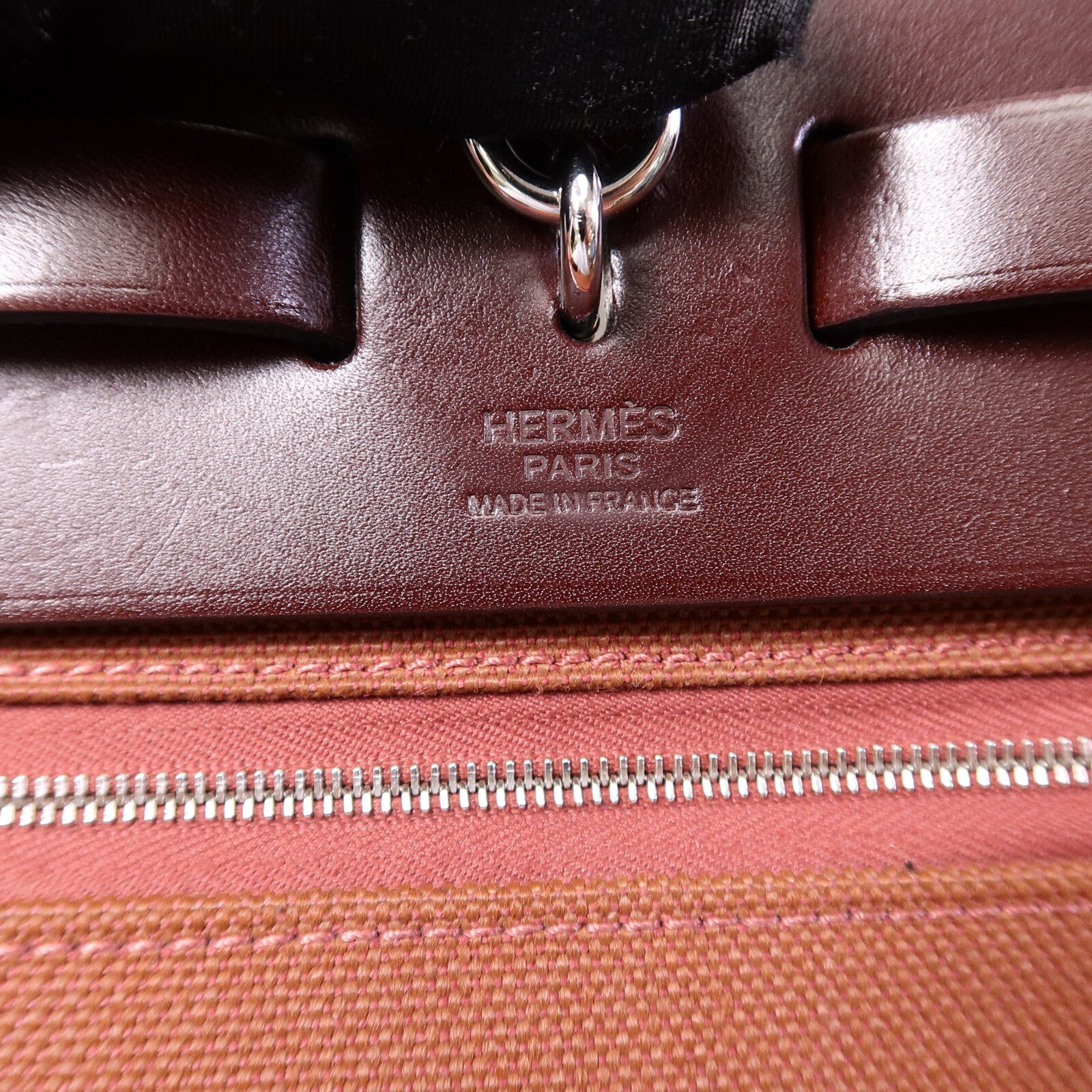 HERMES 帆布Herbag 31手挽肩背兩用袋Rouge Sellier