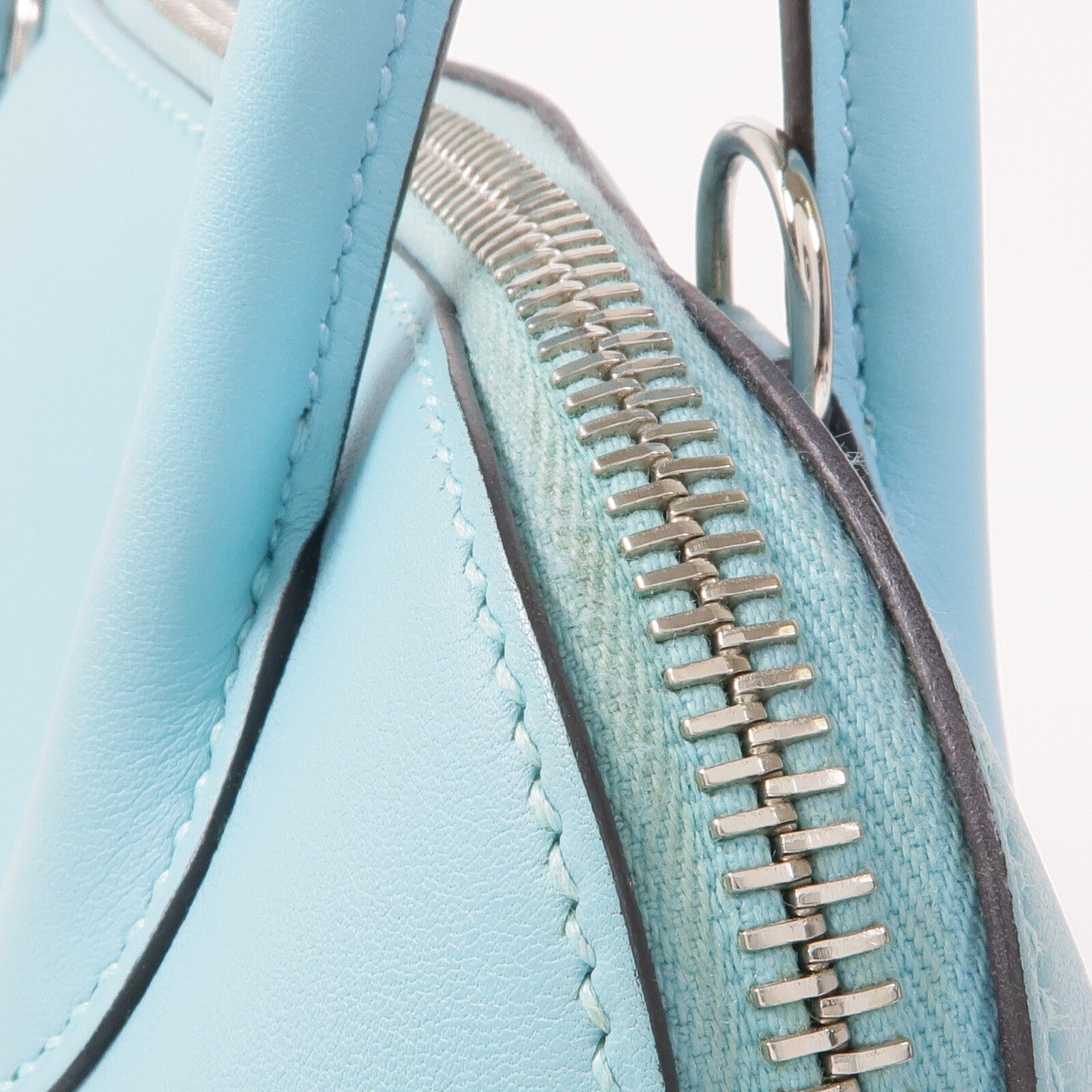 HERMES Swift皮革Bolide 27銀扣手挽肩背兩用袋Bleu Atoll