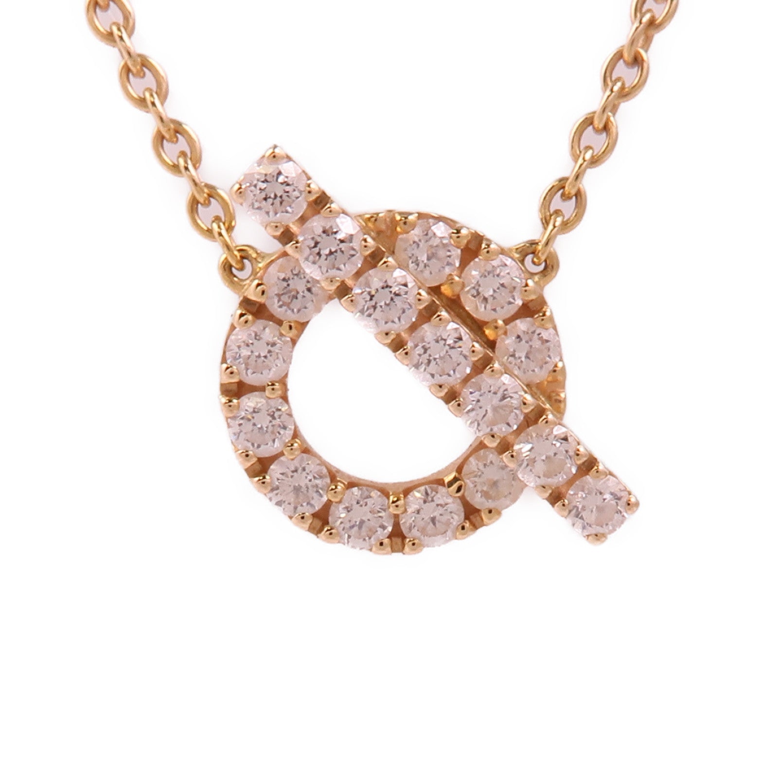 HERMES 18K玫瑰金Finesse Pendant鑽石項鍊