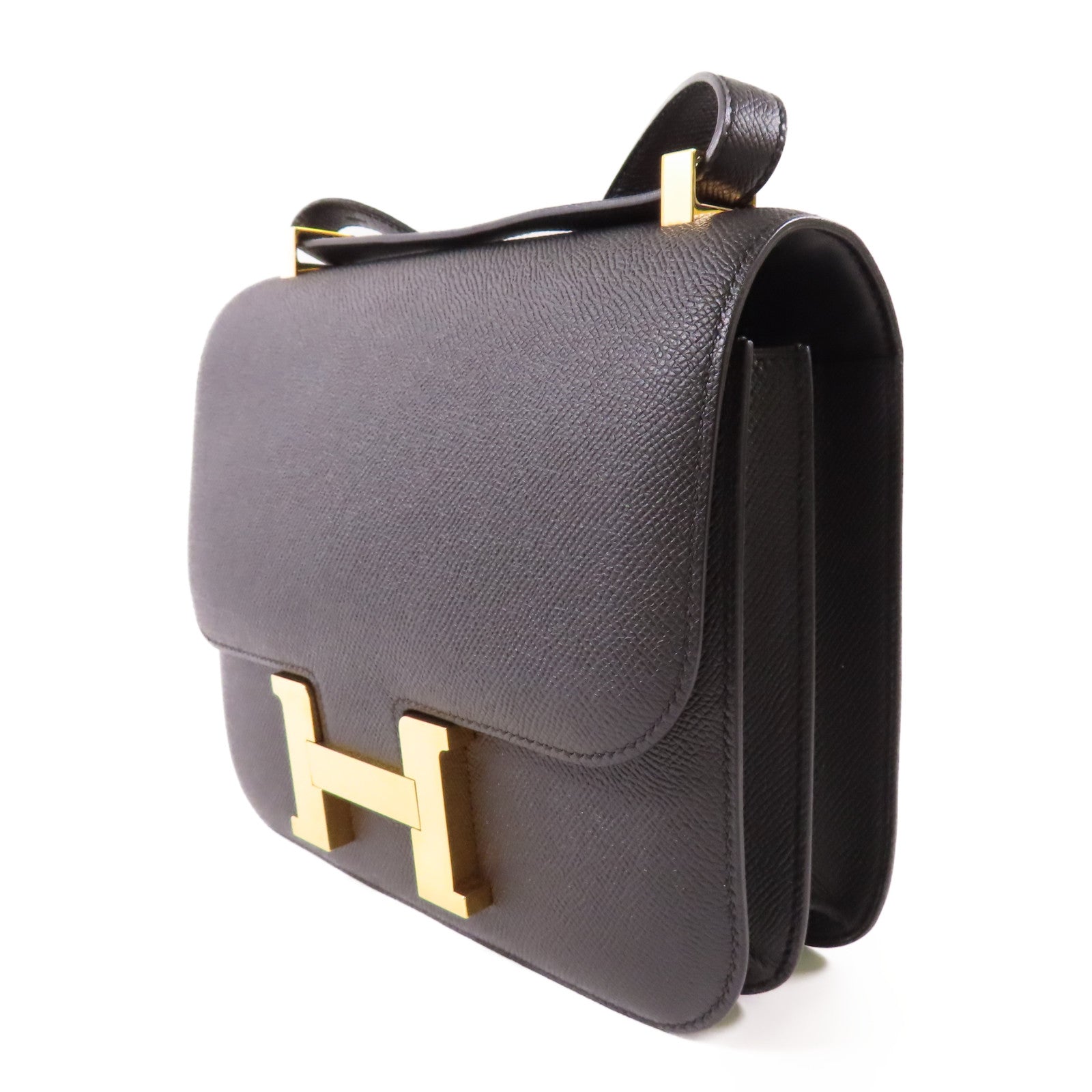 HERMES Epsom皮革Constance 24金扣肩背袋Noir