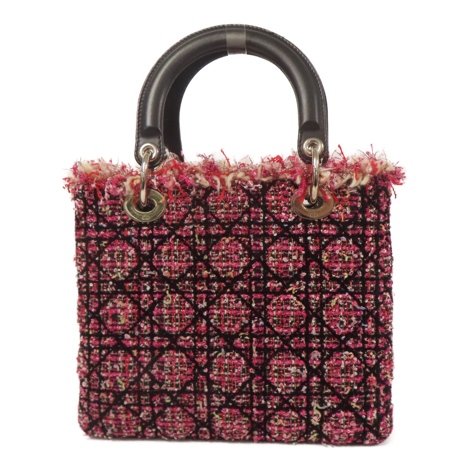 Dior CD SHW Lady Dior 2 Way Shoulder Bag 02-MA-0151 Tweed Leather Pink