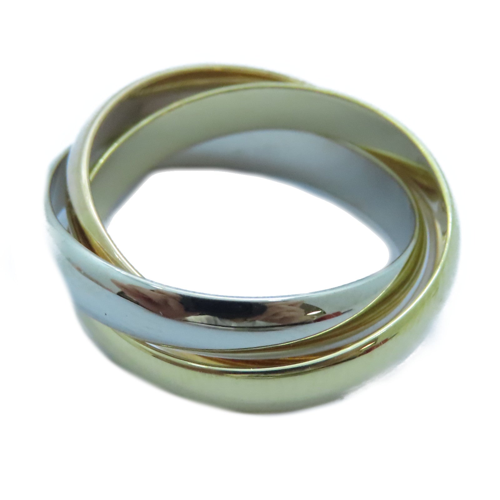 CARTIER 18K黃金/白金/玫瑰金Trinity戒指Cartier#51/US#6