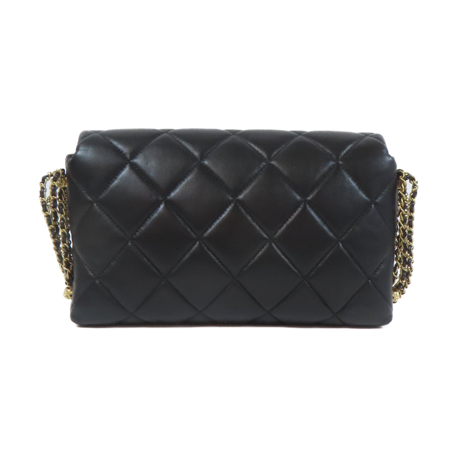 CHANEL 【激減優惠】菱格羊皮皮革19 Chain Shoulder Bag金扣鏈帶肩背袋黑色