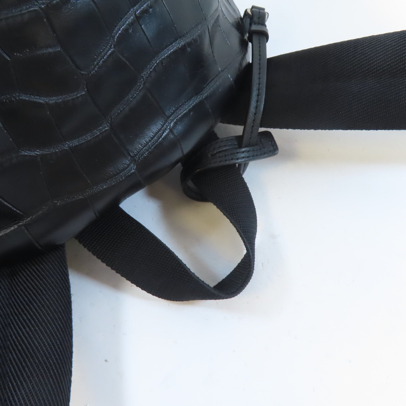 SAINT LAURENT 皮革Backpack銀扣背包黑色