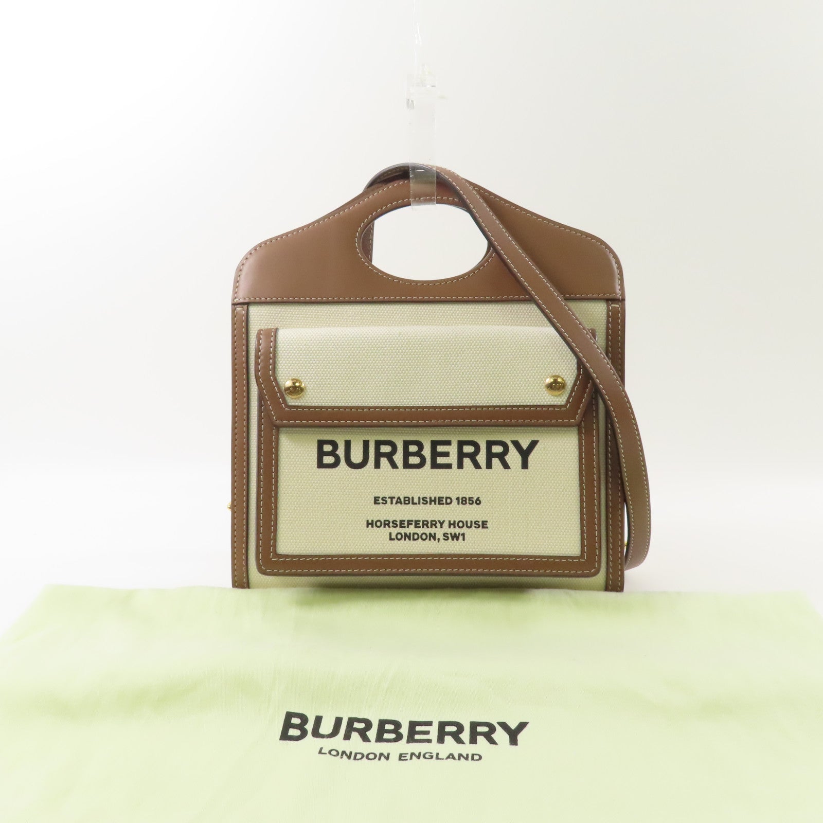 BURBERRY 帆布Mini Pocket手挽肩背兩用袋