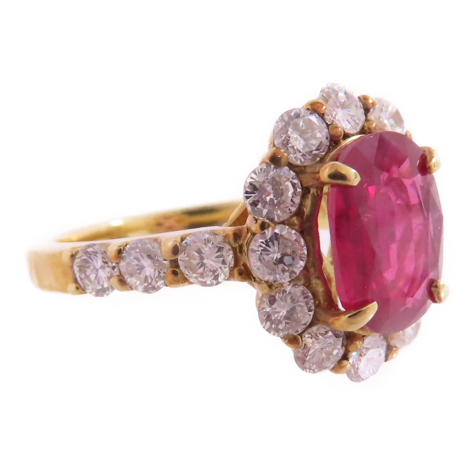 JEWELRY 【激減優惠】18K黃金/紅寶石/鑽石Ruby Diamond Ring戒指US#5.75