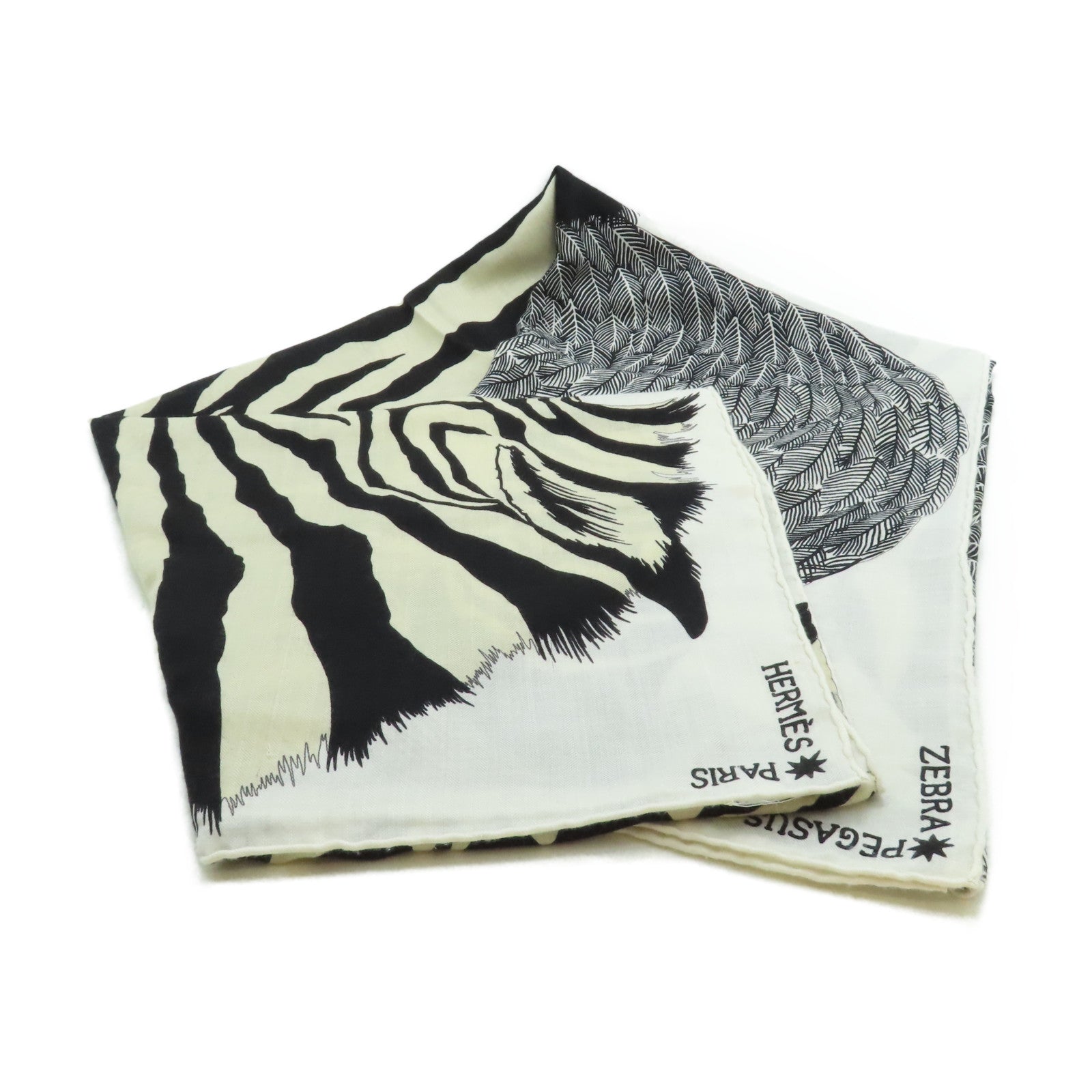 HERMES 【激減優惠】羊絨/絲質Scarf圍巾白色/深藍色