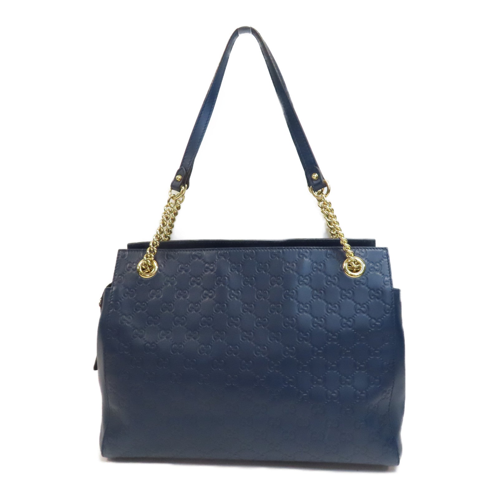 GUCCI 【激減優惠】牛皮皮革Tote Bag金扣手挽袋藍色