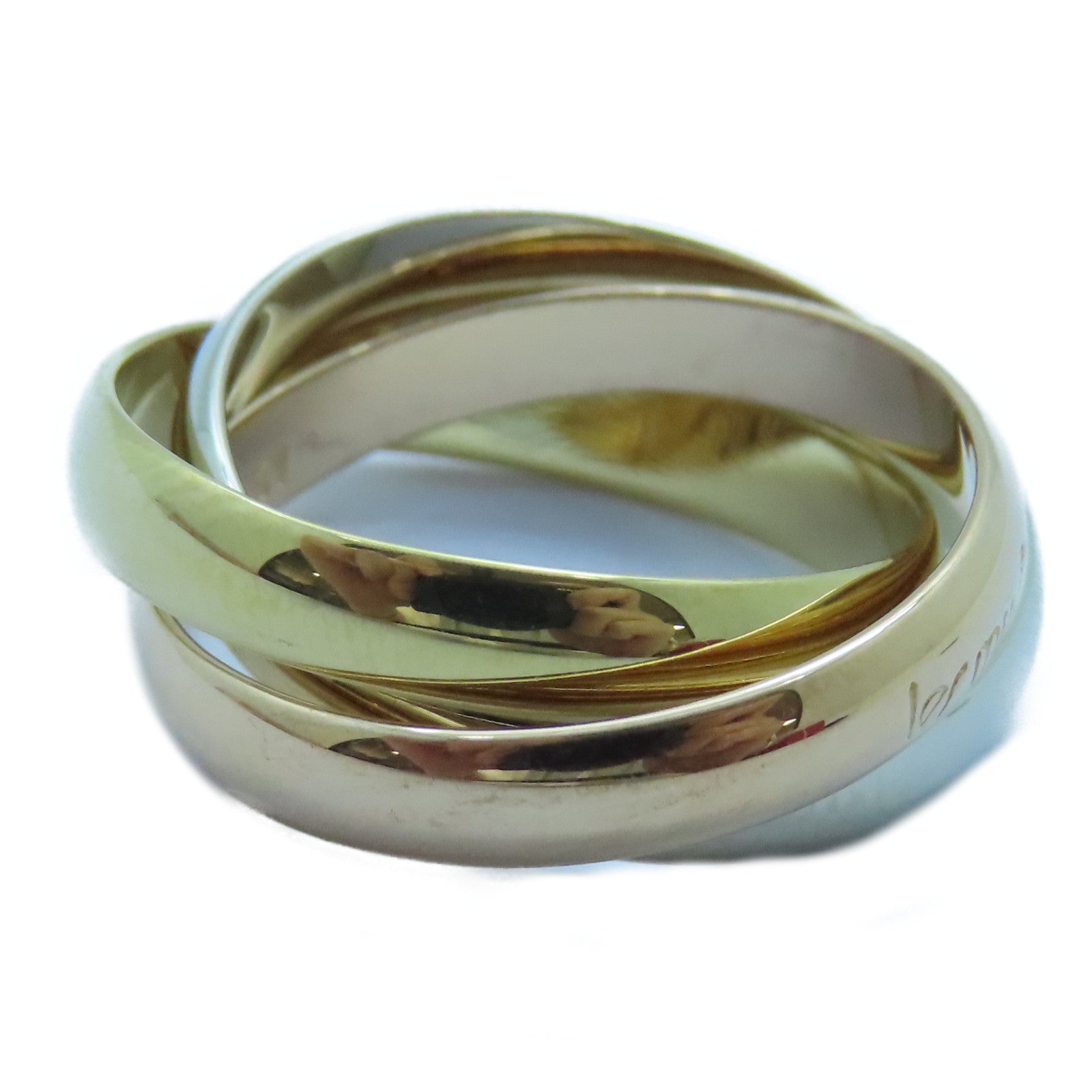 CARTIER 18K黃金/白金/玫瑰金Trinity戒指Cartier#51/US#6