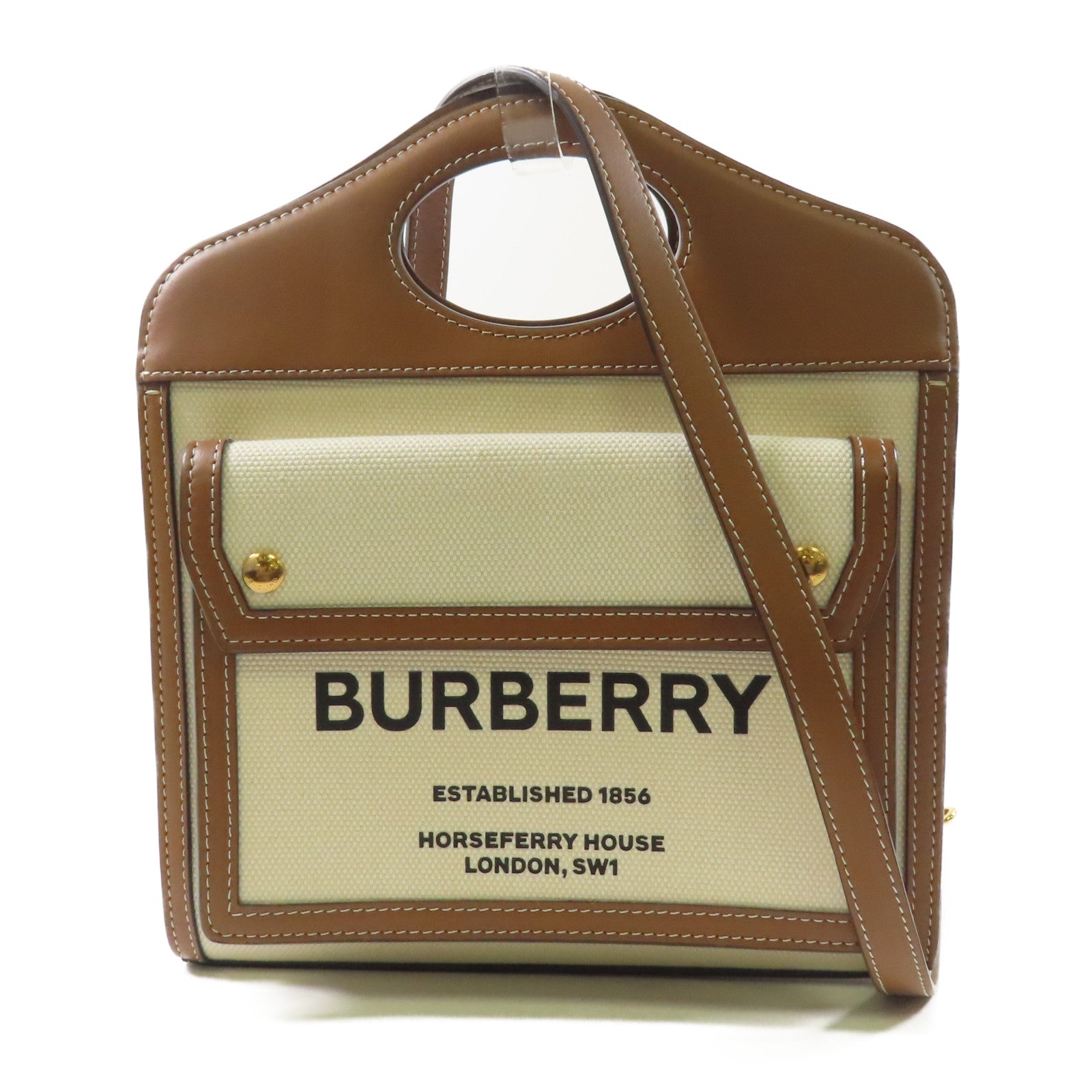 BURBERRY 帆布Mini Pocket手挽肩背兩用袋