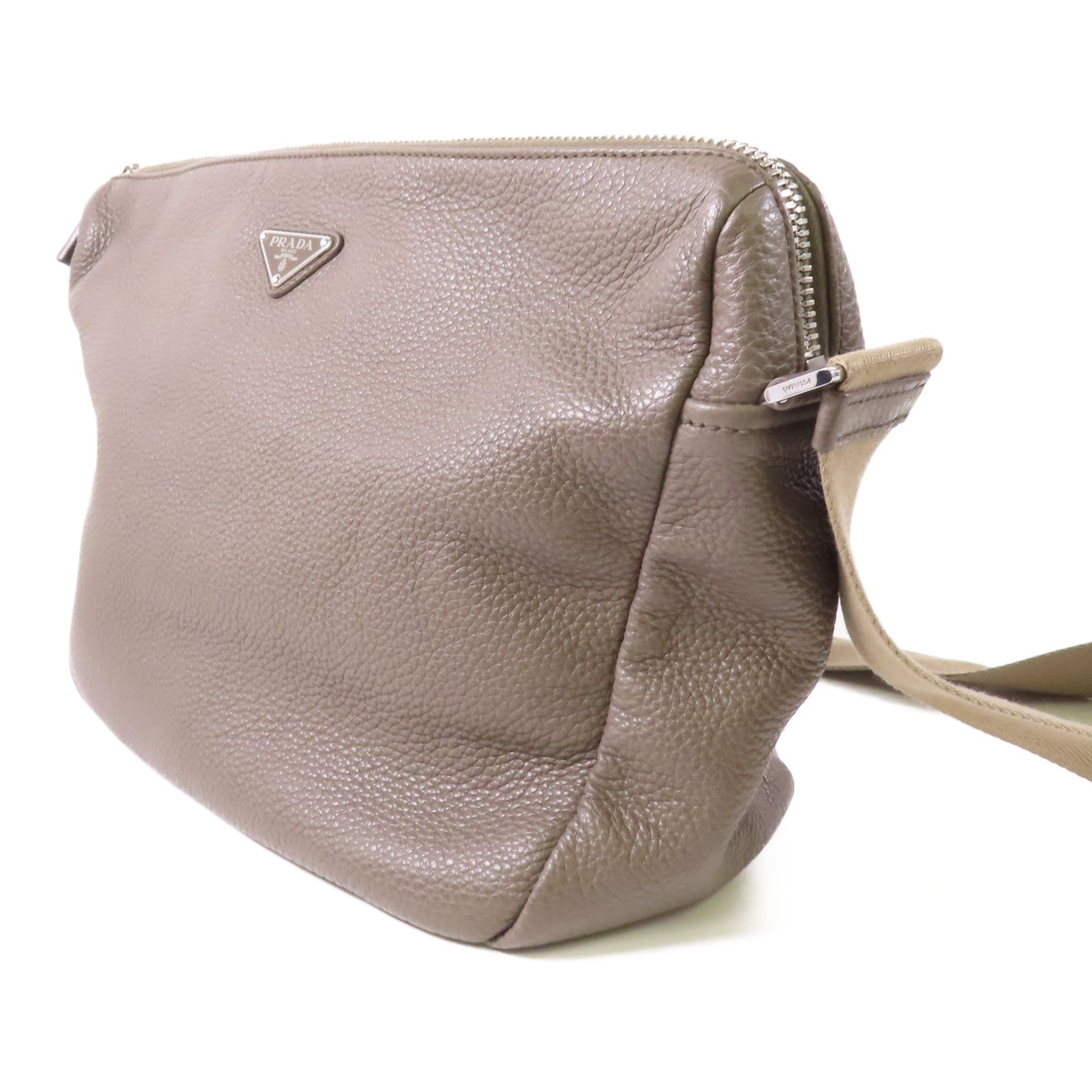 PRADA 牛皮皮革Shoulder Bag銀扣肩背袋