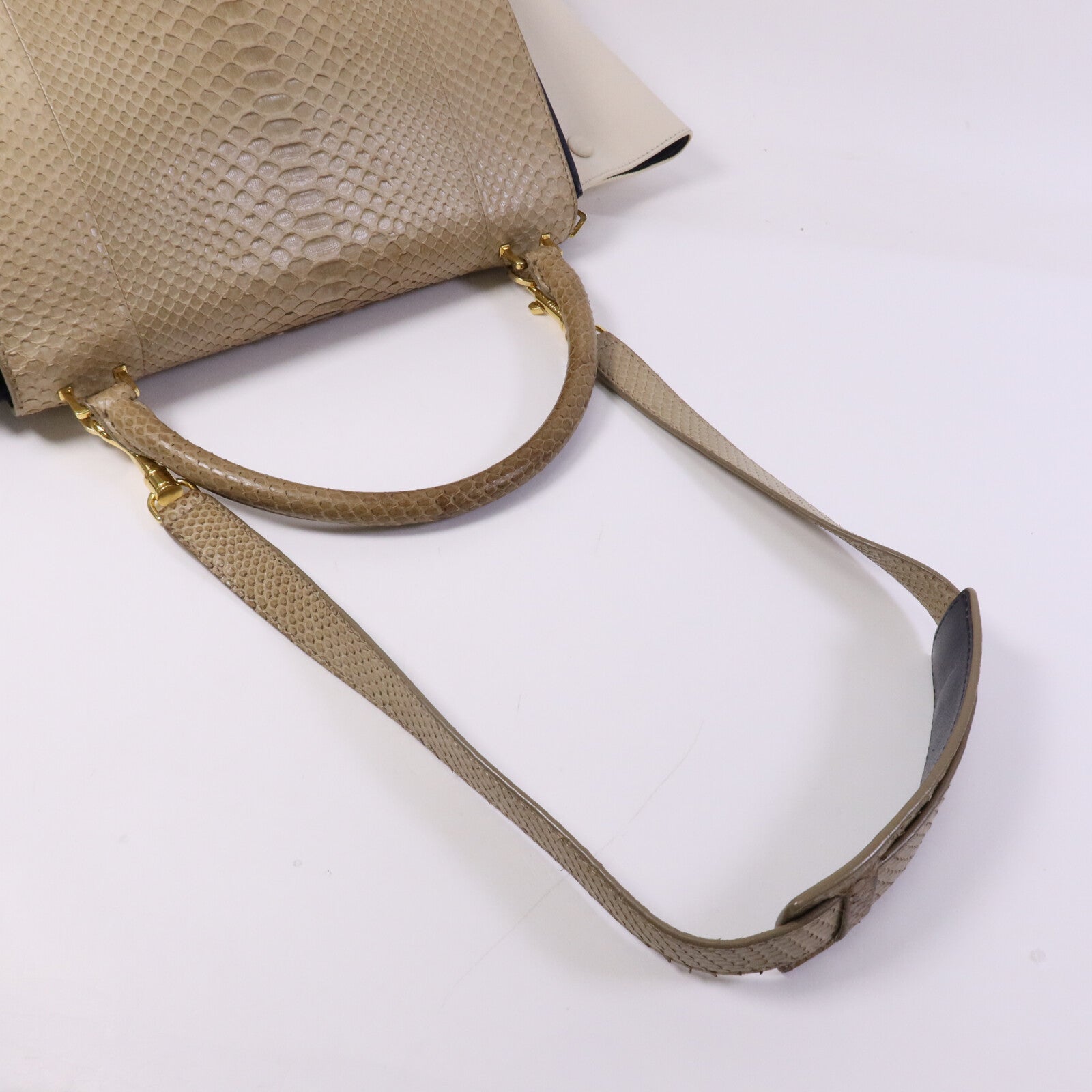 CELINE 牛皮/蛇皮皮革Trapeze金扣手挽肩背兩用袋