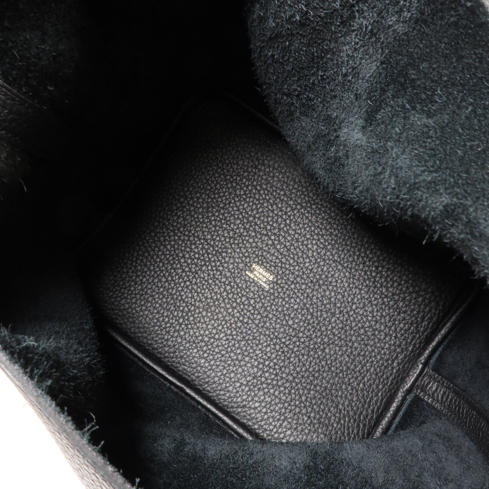 HERMES Clemence皮革Picotin MM扣手挽袋Noir