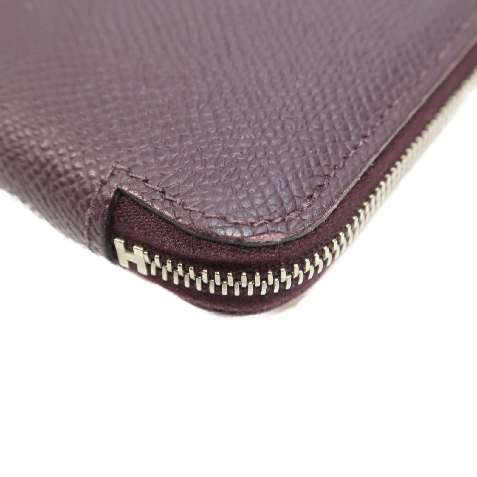 HERMES Epsom皮革Silk-In Compact Zipper Wallet銀扣錢包Cassis/暗紫色