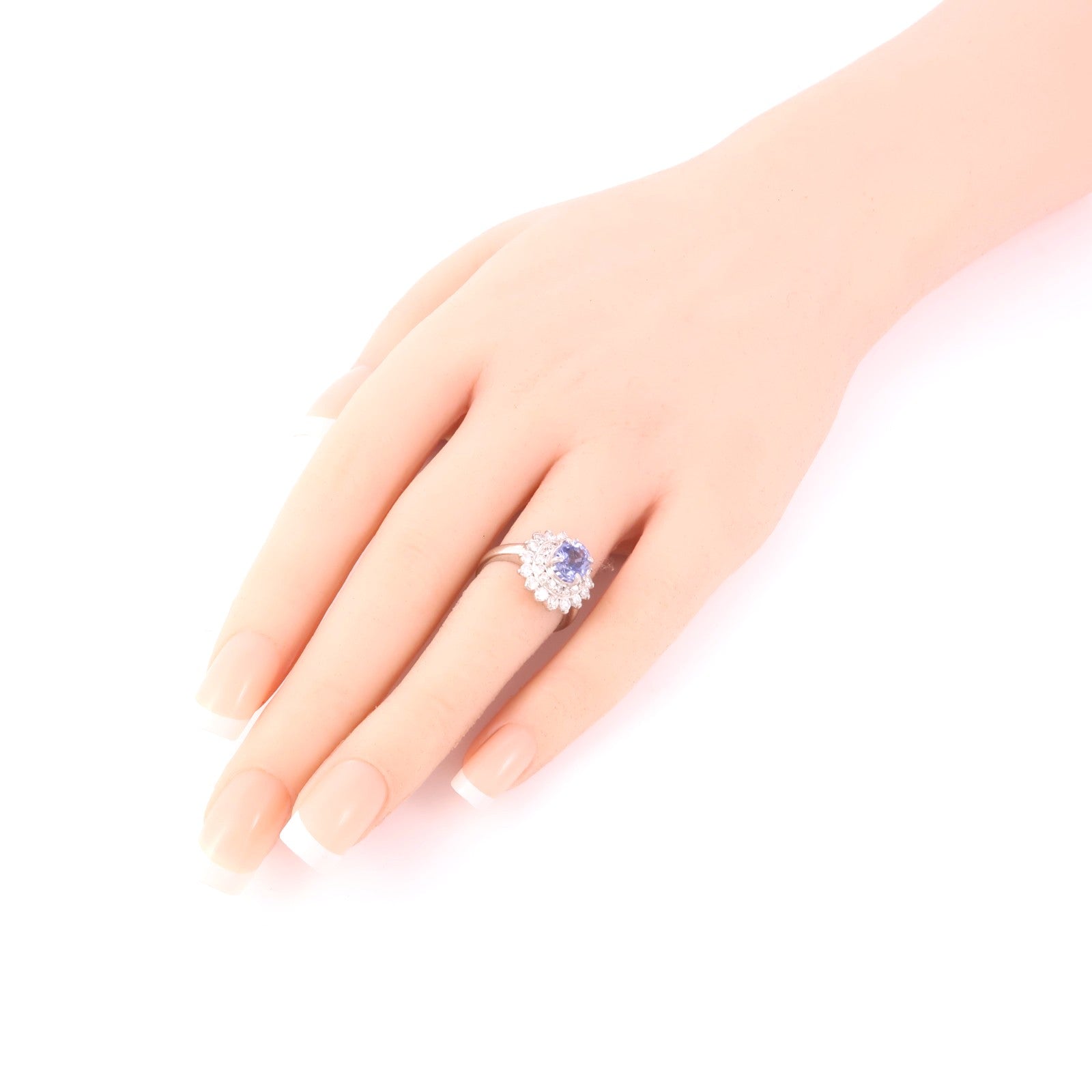 JEWELRY 【激減優惠】PT850鉑金/Sapphire/Diamond Ring藍寶石/鑽石戒指US#5.5