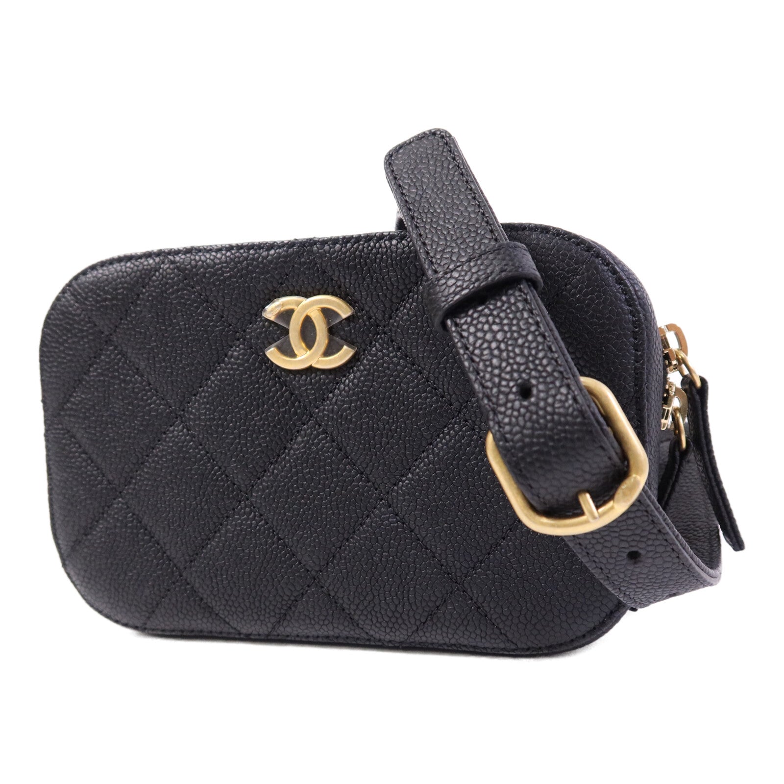 CHANEL 牛皮皮革Waist Bag金扣腰包