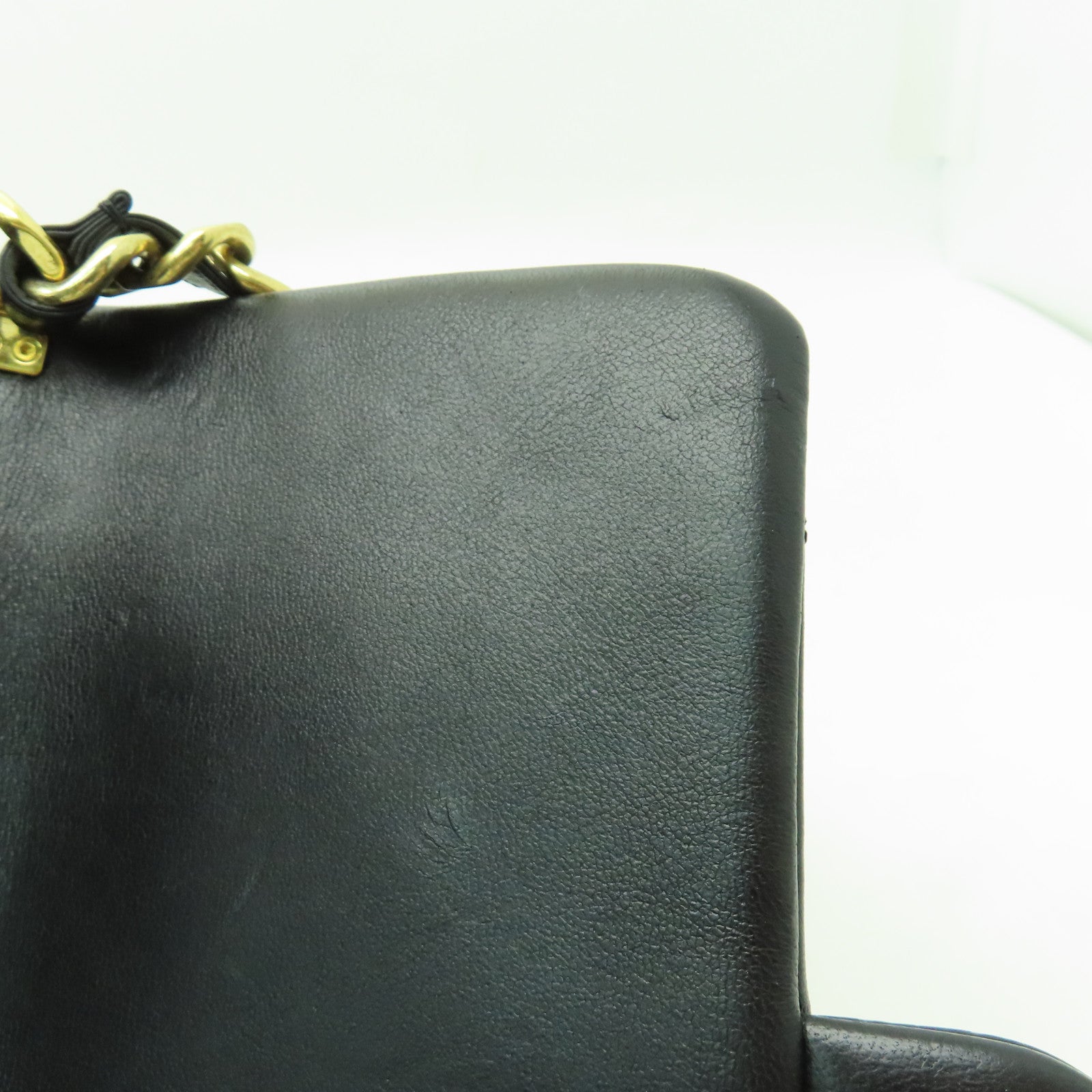 CHANEL 菱格羊皮皮革Chain Shoulder金扣手挽肩背兩用袋黑色
