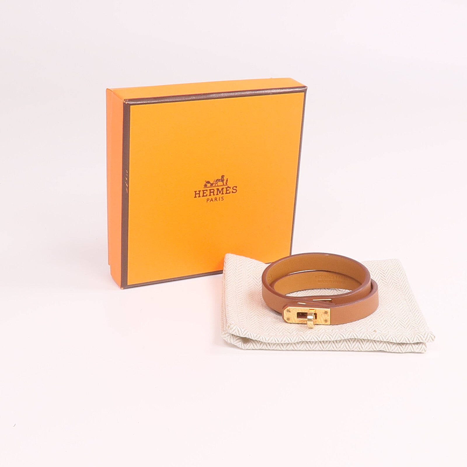 HERMES Swift皮革Mini Kelly Double Tour Bracelet金扣手帶