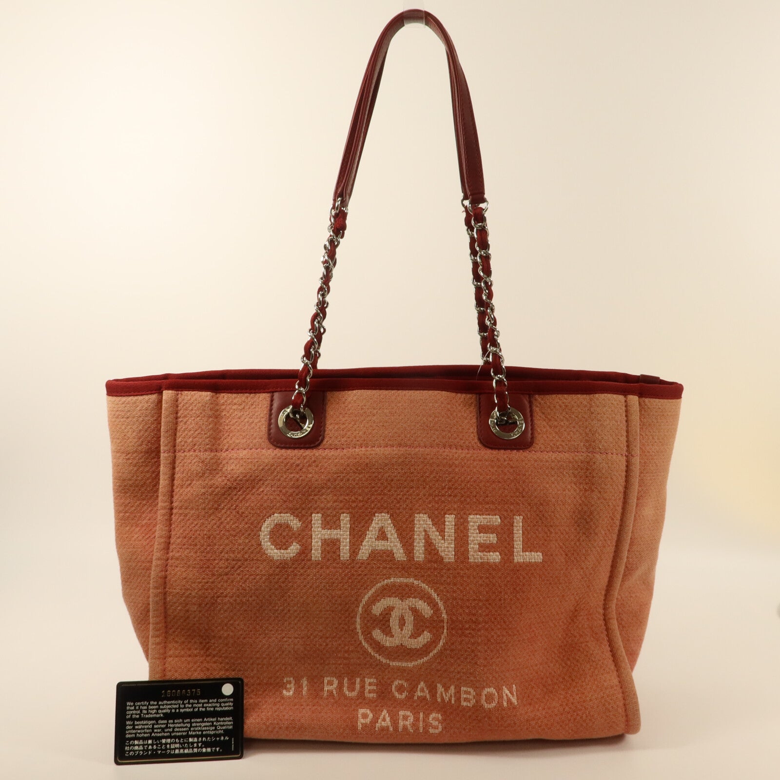 CHANEL 帆布Deauville Tote Bag MM手挽袋
