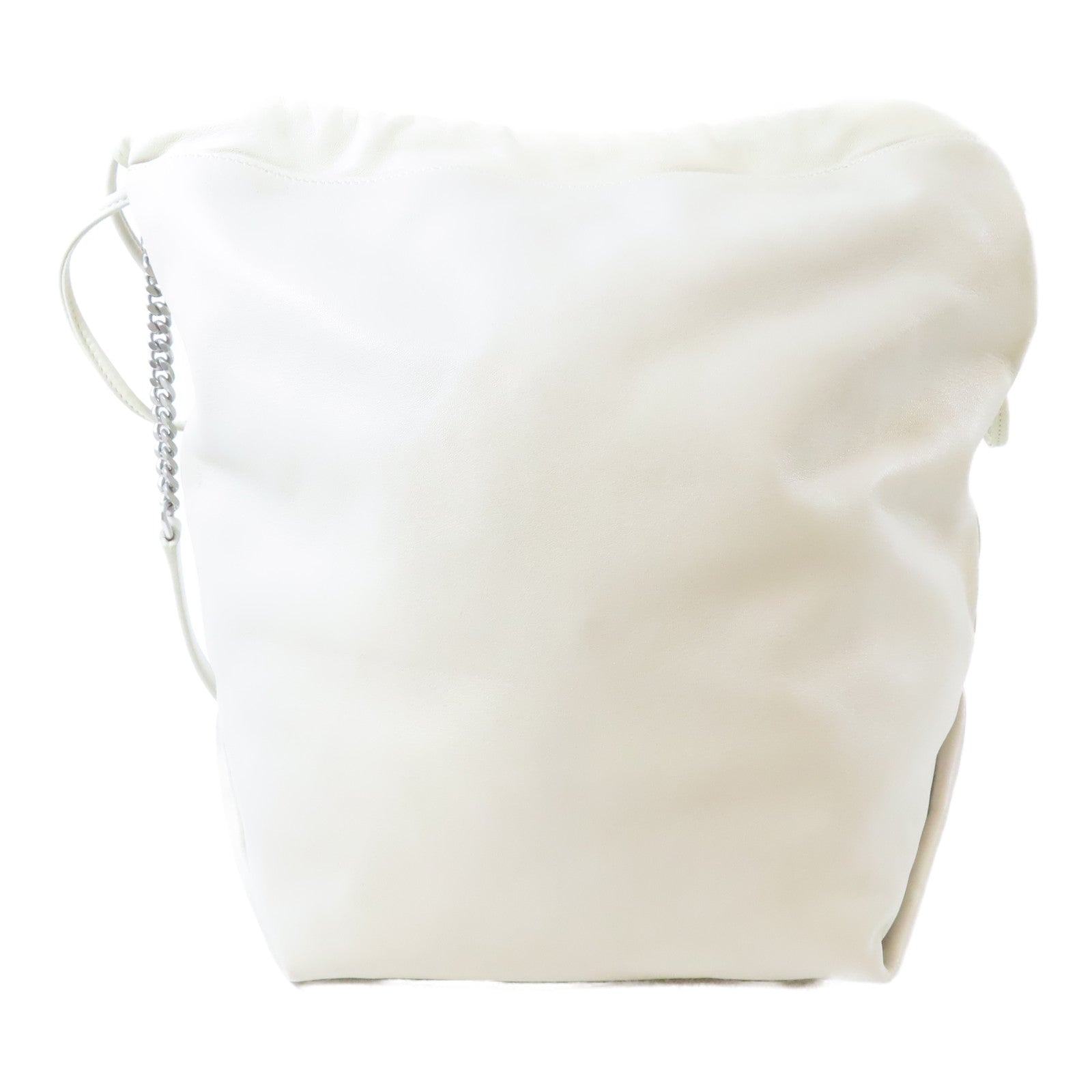 SAINT LAURENT 羊皮皮革Shoulder Bag銀扣肩背袋米色