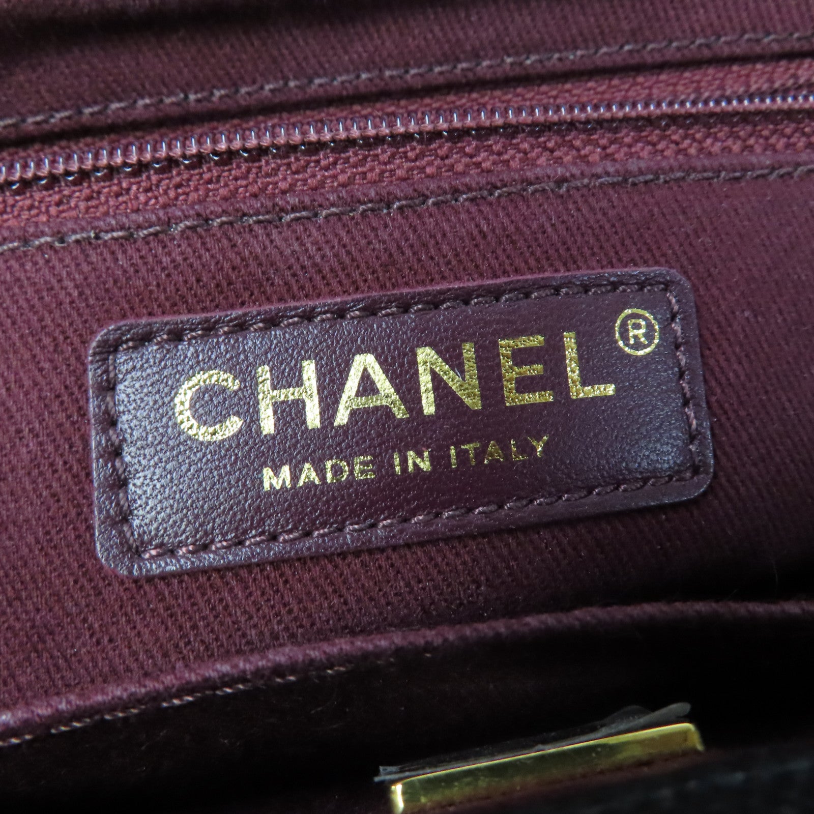 CHANEL 菱格Caviar皮革Chain Shoulder金扣鏈帶手挽肩背兩用袋黑色