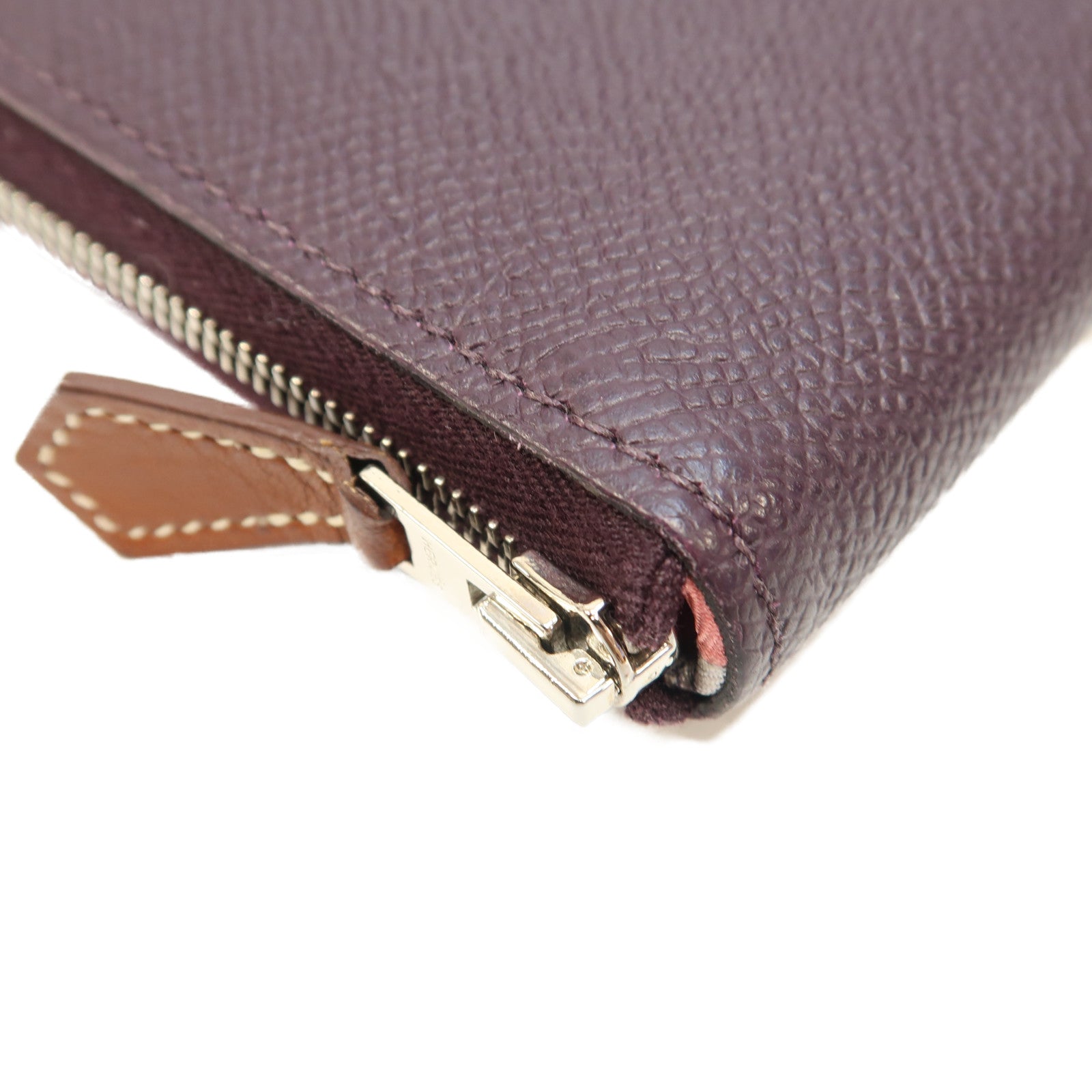 HERMES Epsom皮革Silk-In Compact Zipper Wallet銀扣錢包Cassis/暗紫色